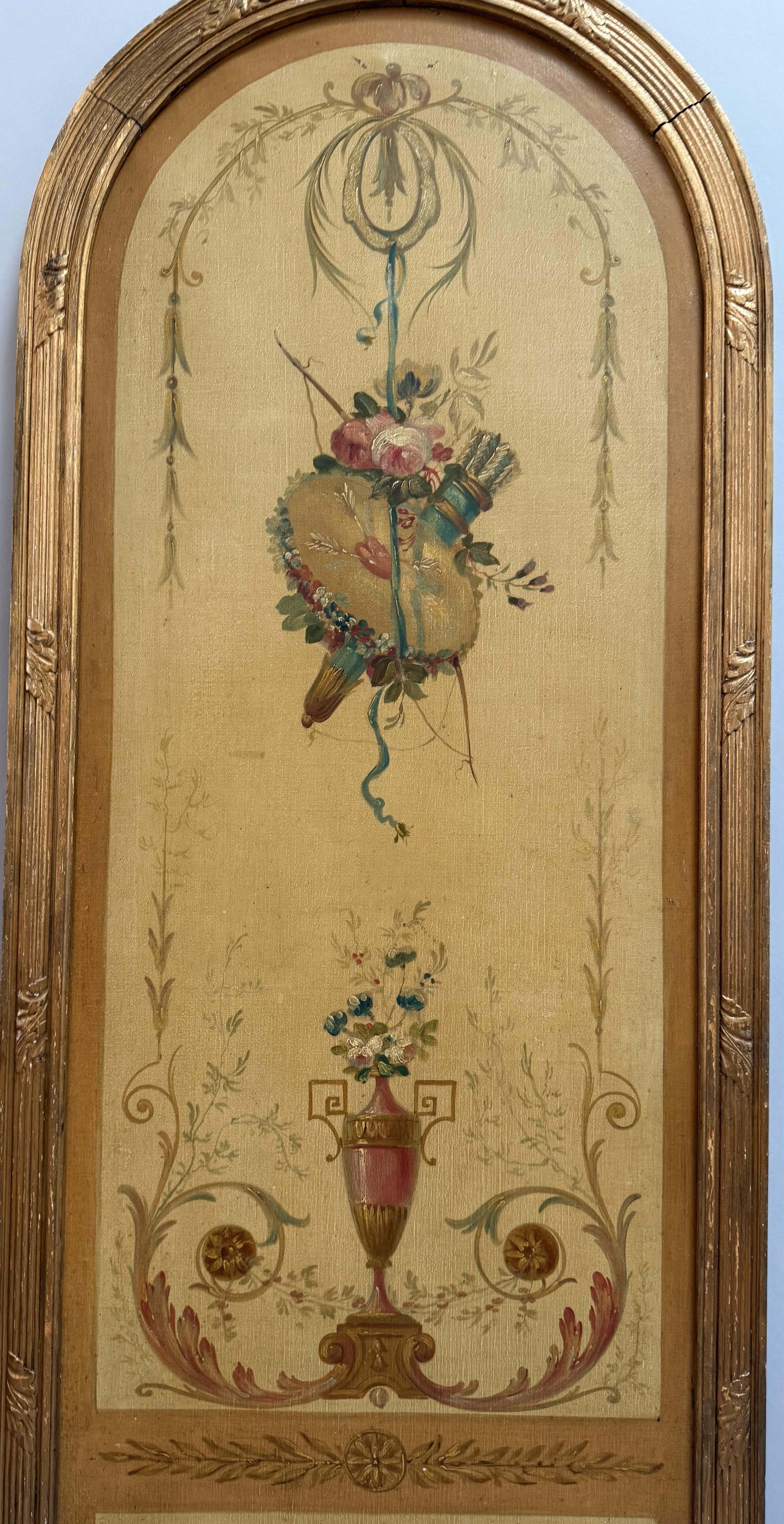 Paravento a tre pannelli ad arco Luigi XVI del XVIII secolo In condizioni buone in vendita a Middleburg, VA