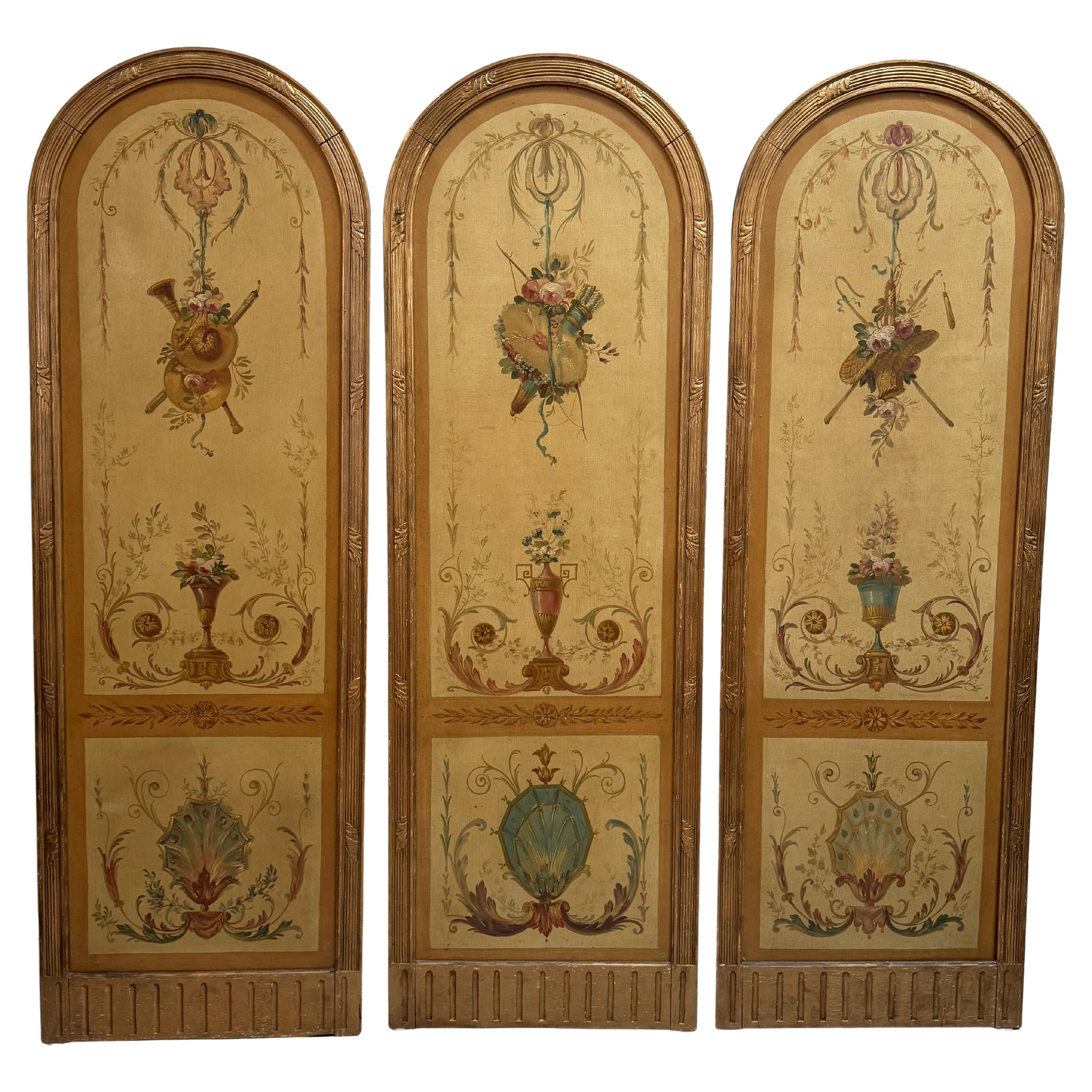 18th Century Louis XVI Three-Panel Arched Screens