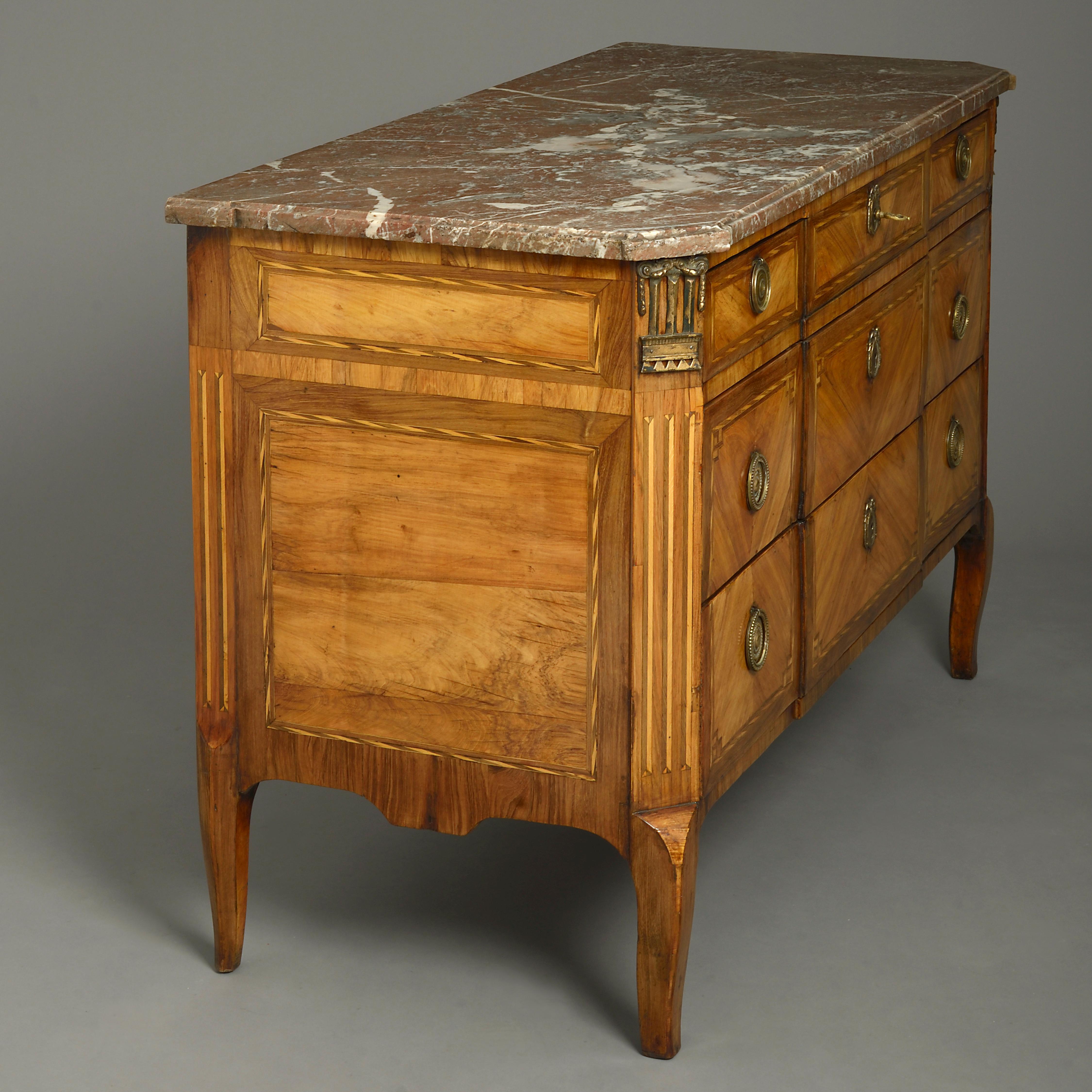 French 18th Century Louis XVI Transitional Parquetry Commode