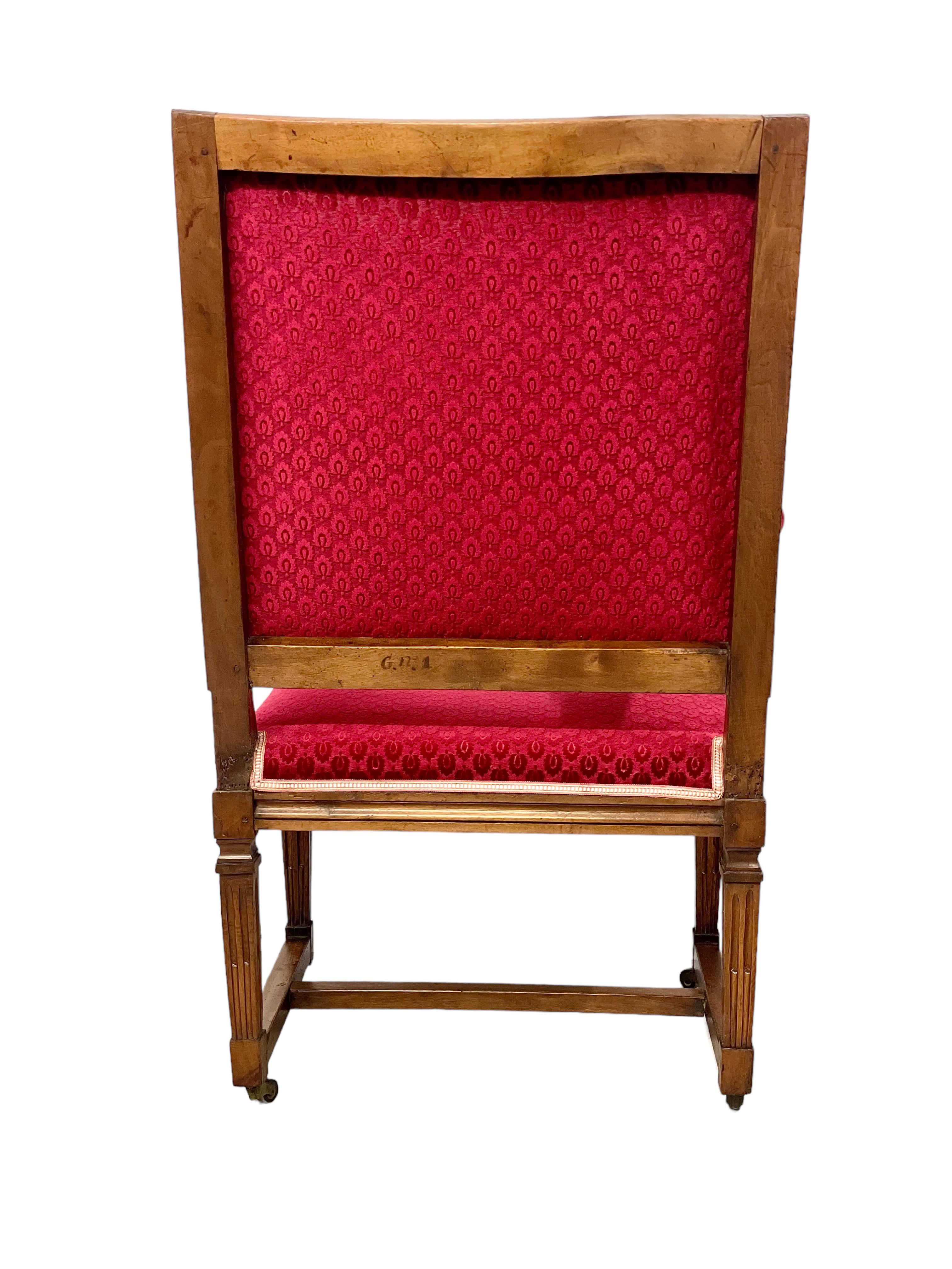 French 18th Century Louis XVI Walnut Armchair Attributed to Jean Nicolas Blanchard For Sale