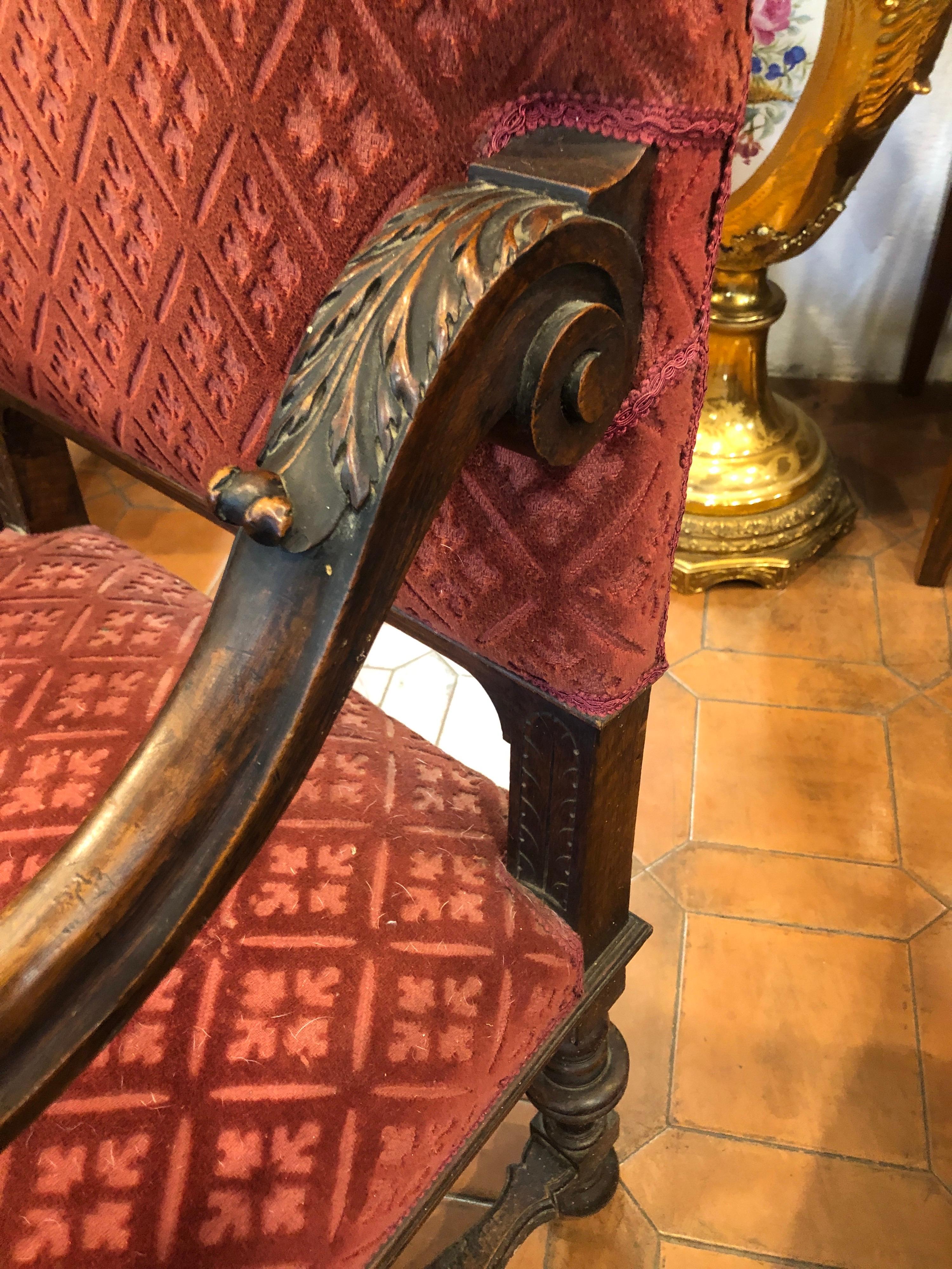 18th Century Louis XVI Walnut Italian Armchair For Sale 5