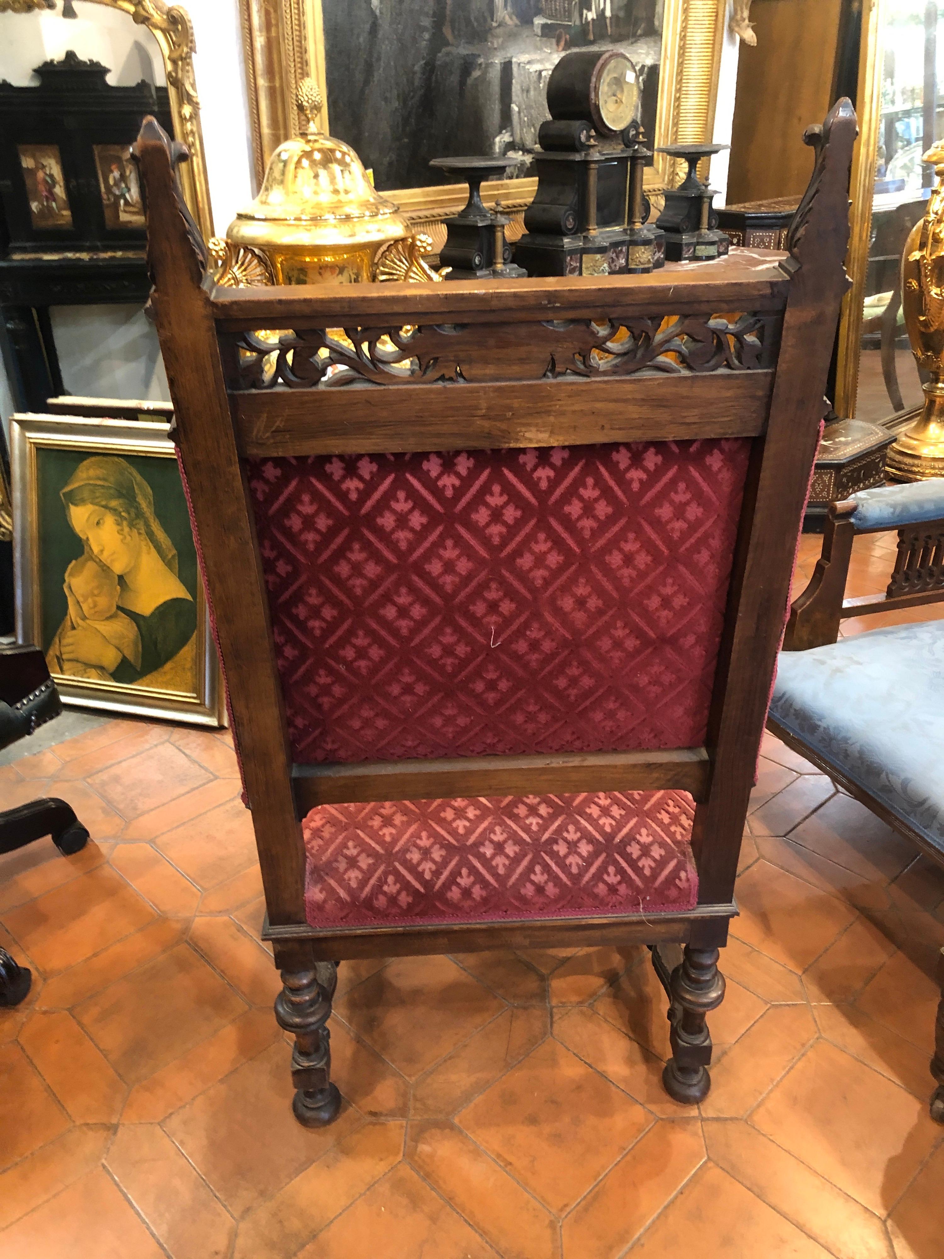 18th Century Louis XVI Walnut Italian Armchair For Sale 11