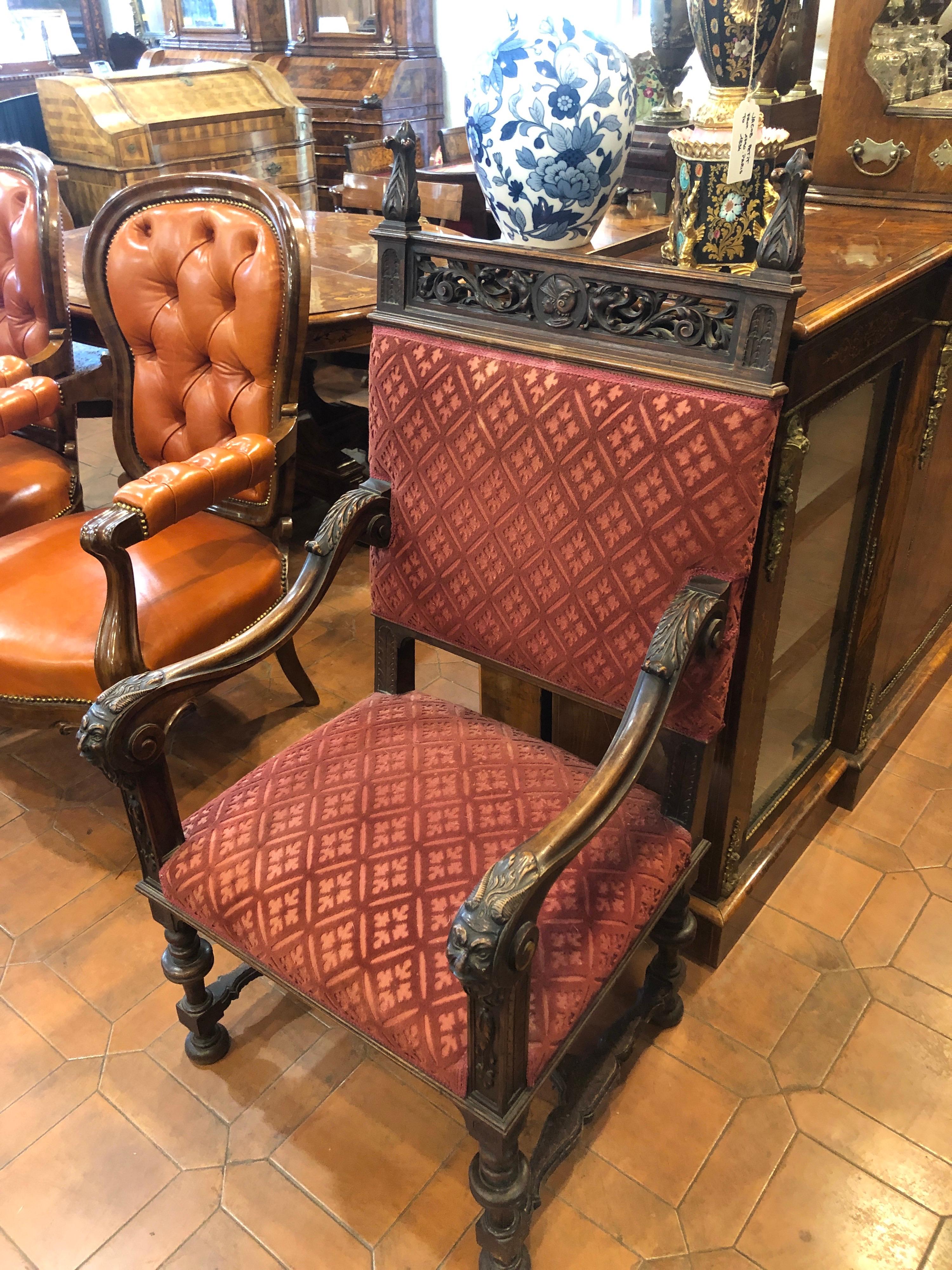 18th Century Louis XVI Walnut Italian Armchair For Sale 12