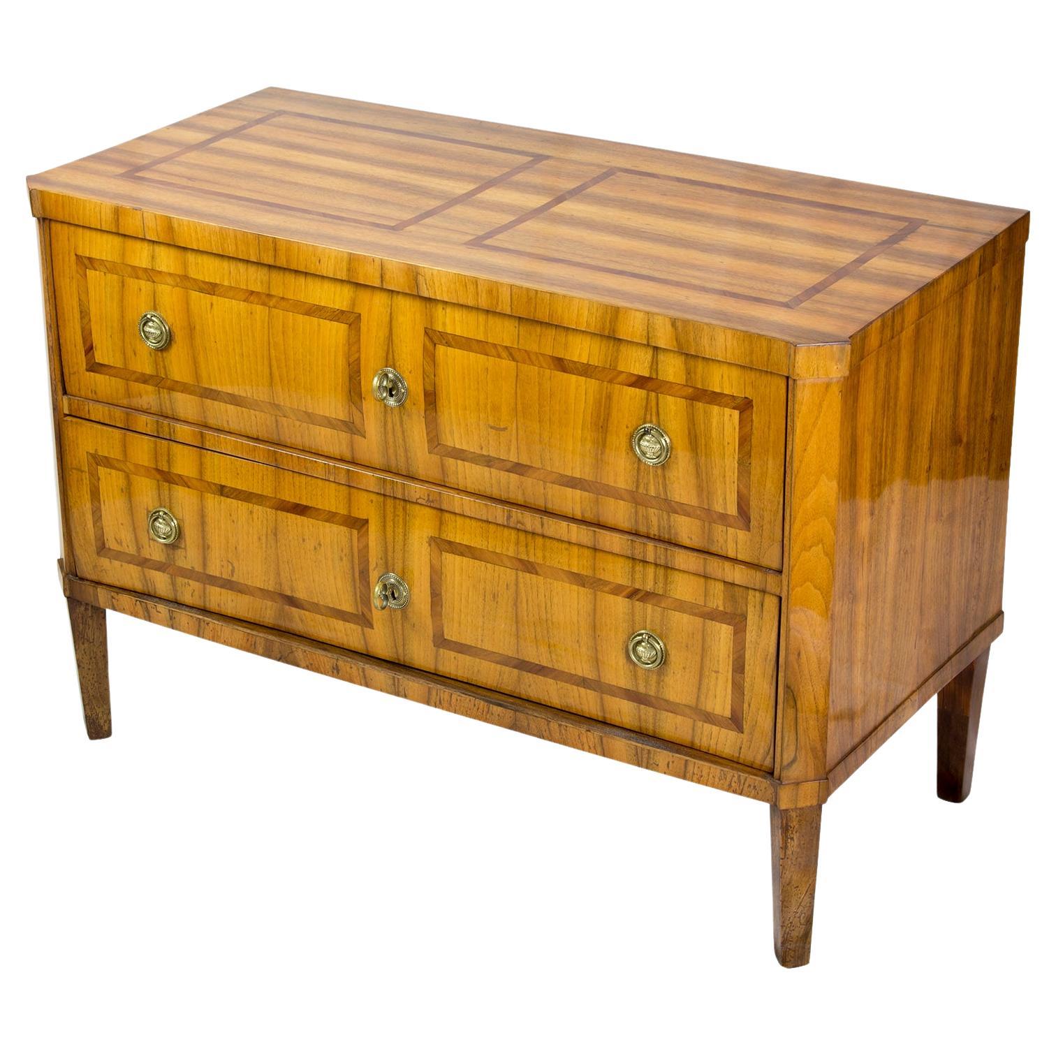 18th Century, Empire Walnut Wood 2-Drawer Chest For Sale