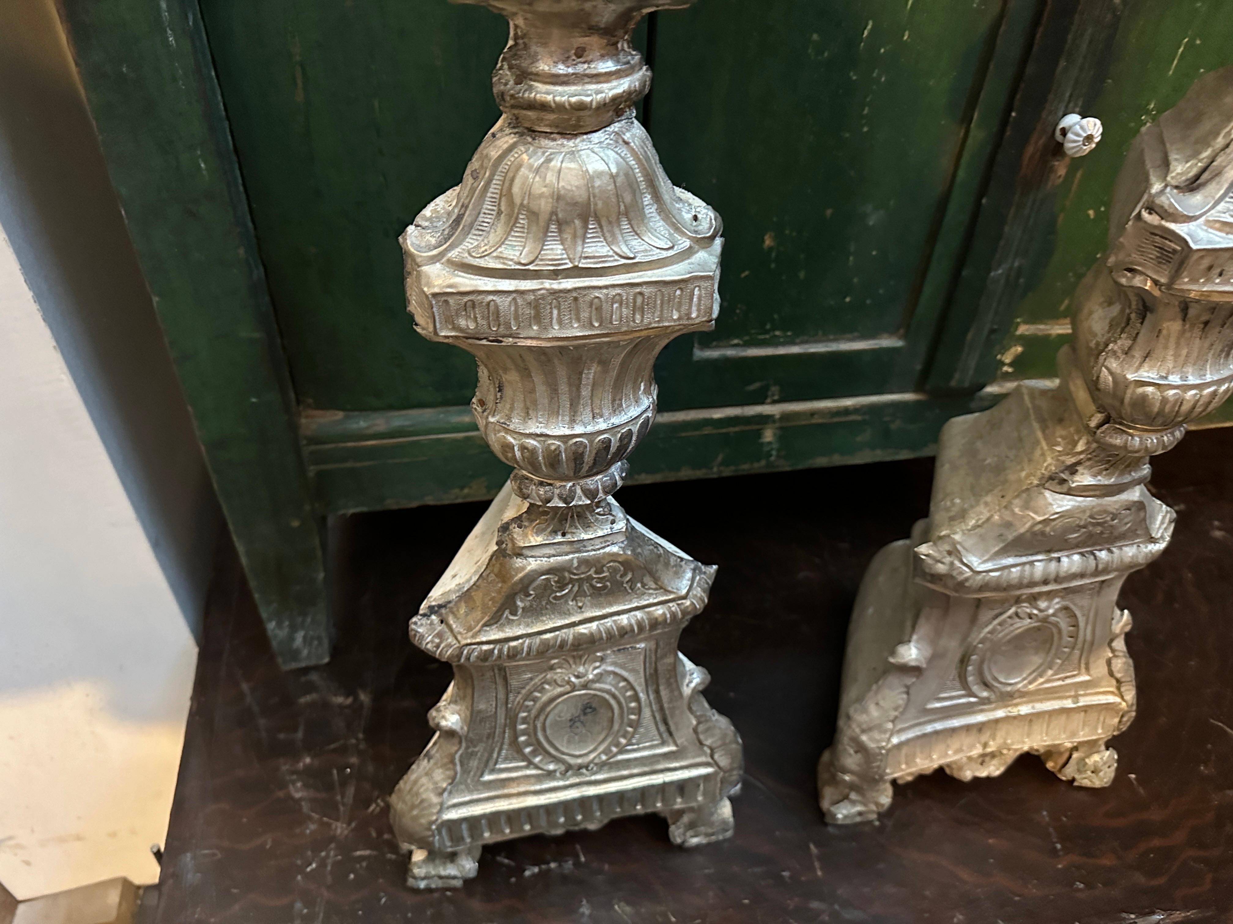 18th Century Louis XVI Wood and Metal Sicilian Private Church Torcheres For Sale 12