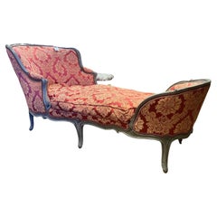 Chaise Duchesse LouisXV du 18ème siècle avec nouvelle tapisserie d'ameublement