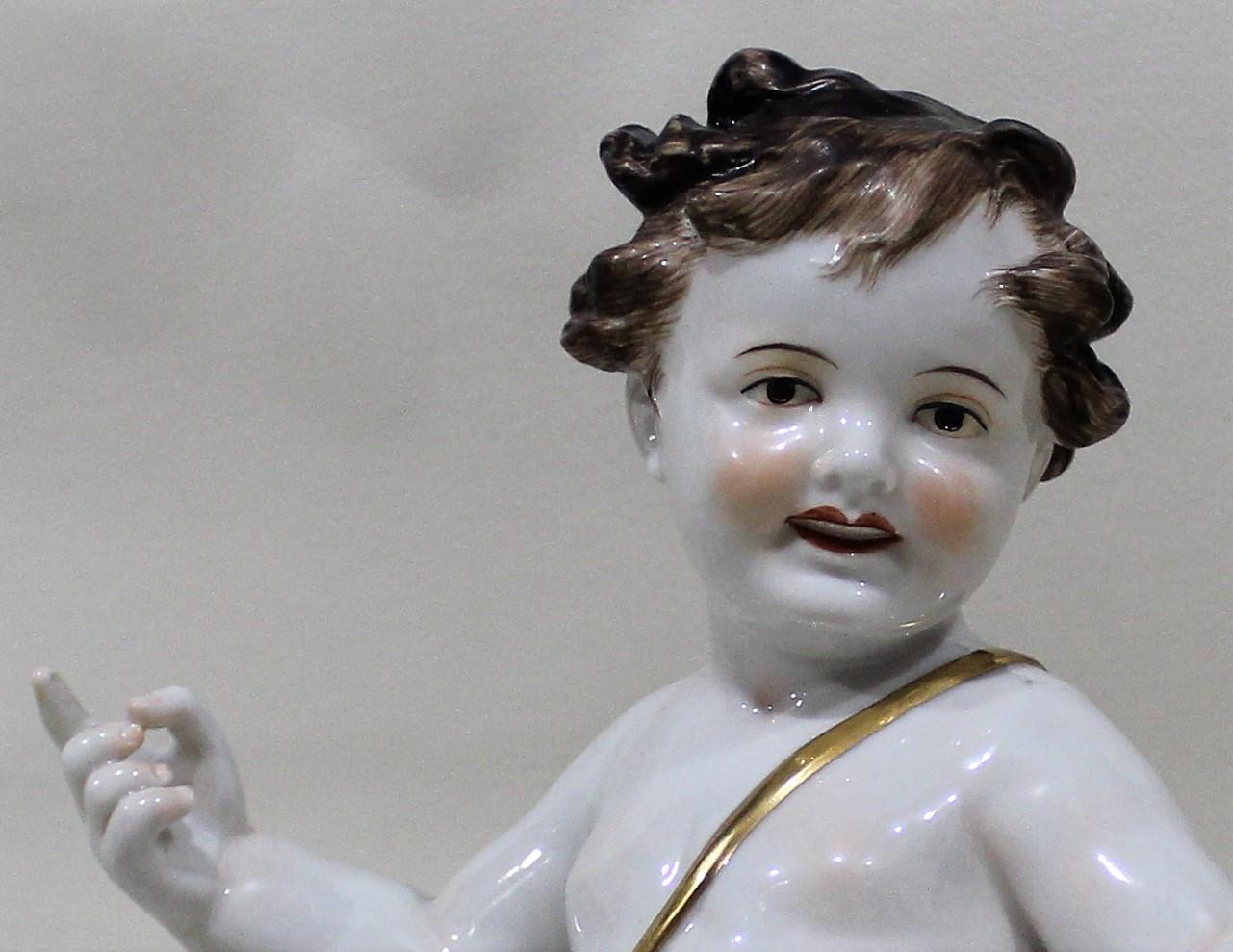 19th Century 18th Century Ludwigsburg Porcelain Figure of Young Bacchus from Roman Mythology
