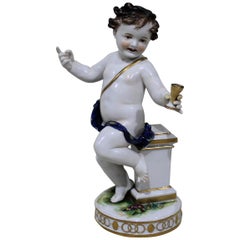 Figure en porcelaine de Ludwigsburg du 18e siècle représentant un jeune Bacchus de la mythologie romaine