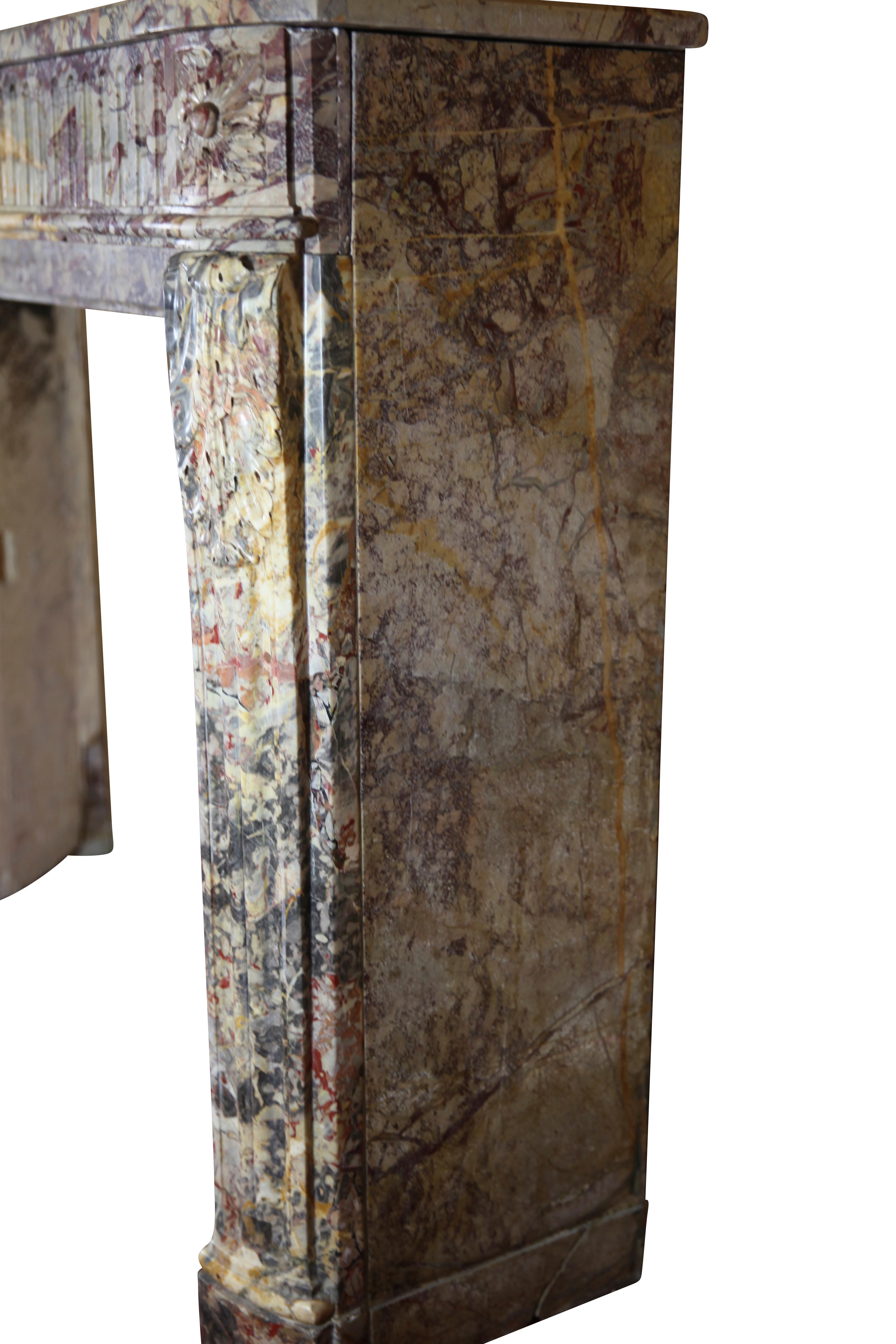 18th Century LXVI Royal French Saracolin Marble Vintage Fireplace Mantel For Sale 8