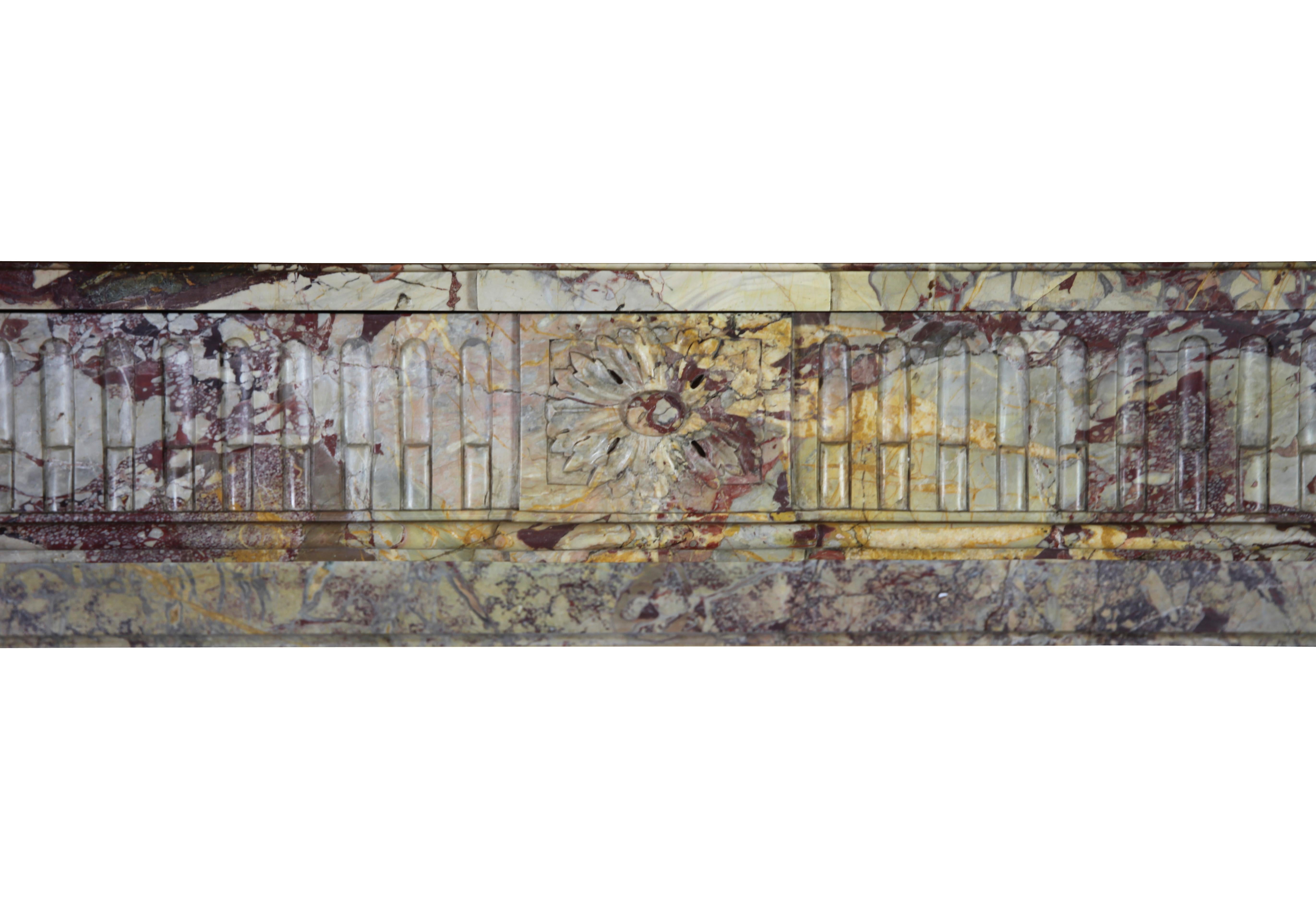 18th Century LXVI Royal French Saracolin Marble Vintage Fireplace Mantel For Sale 3