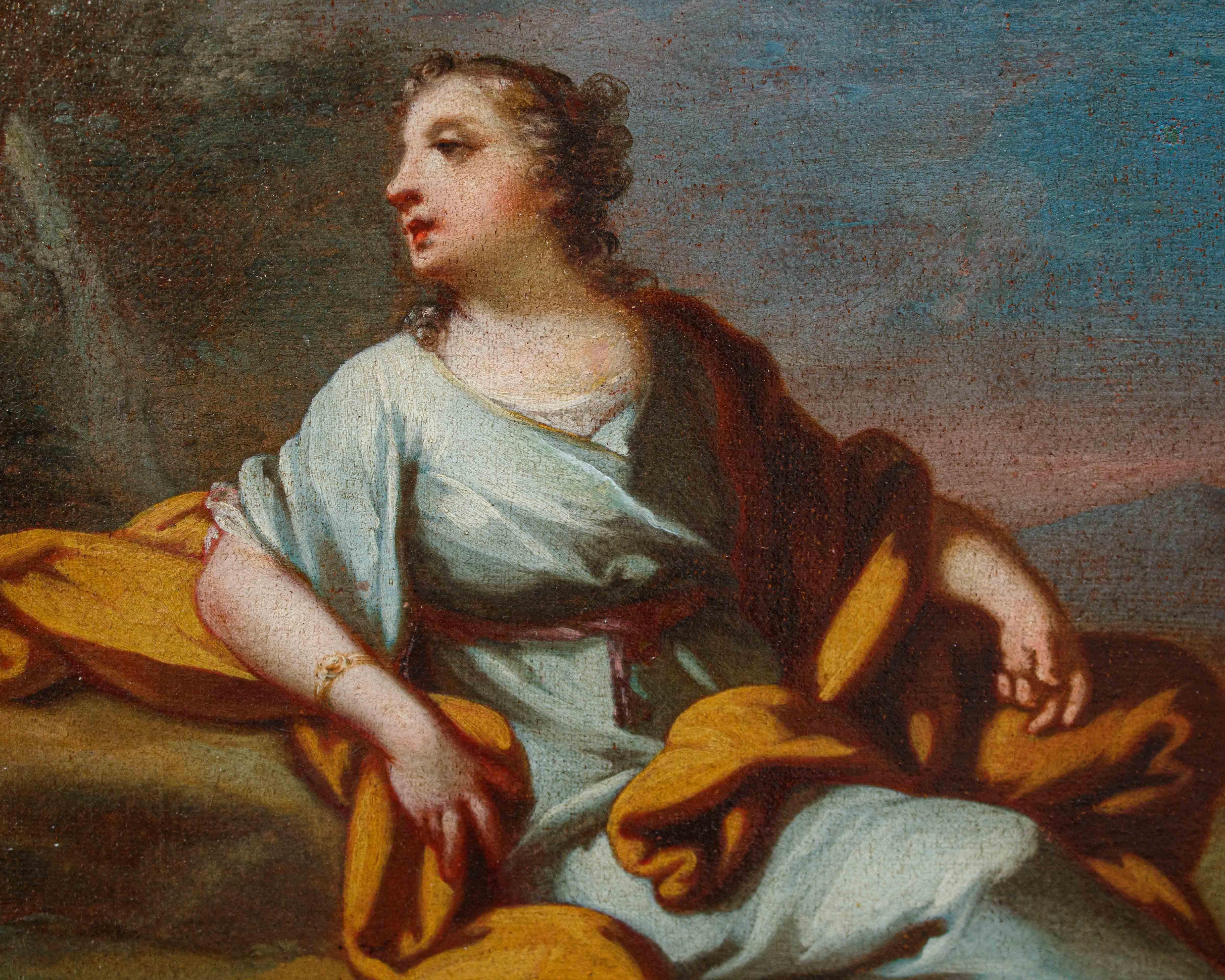 Lying, weibliche Figur, Gemälde von Giovanni Domenico Molinari, 18. Jahrhundert (Italienisch) im Angebot