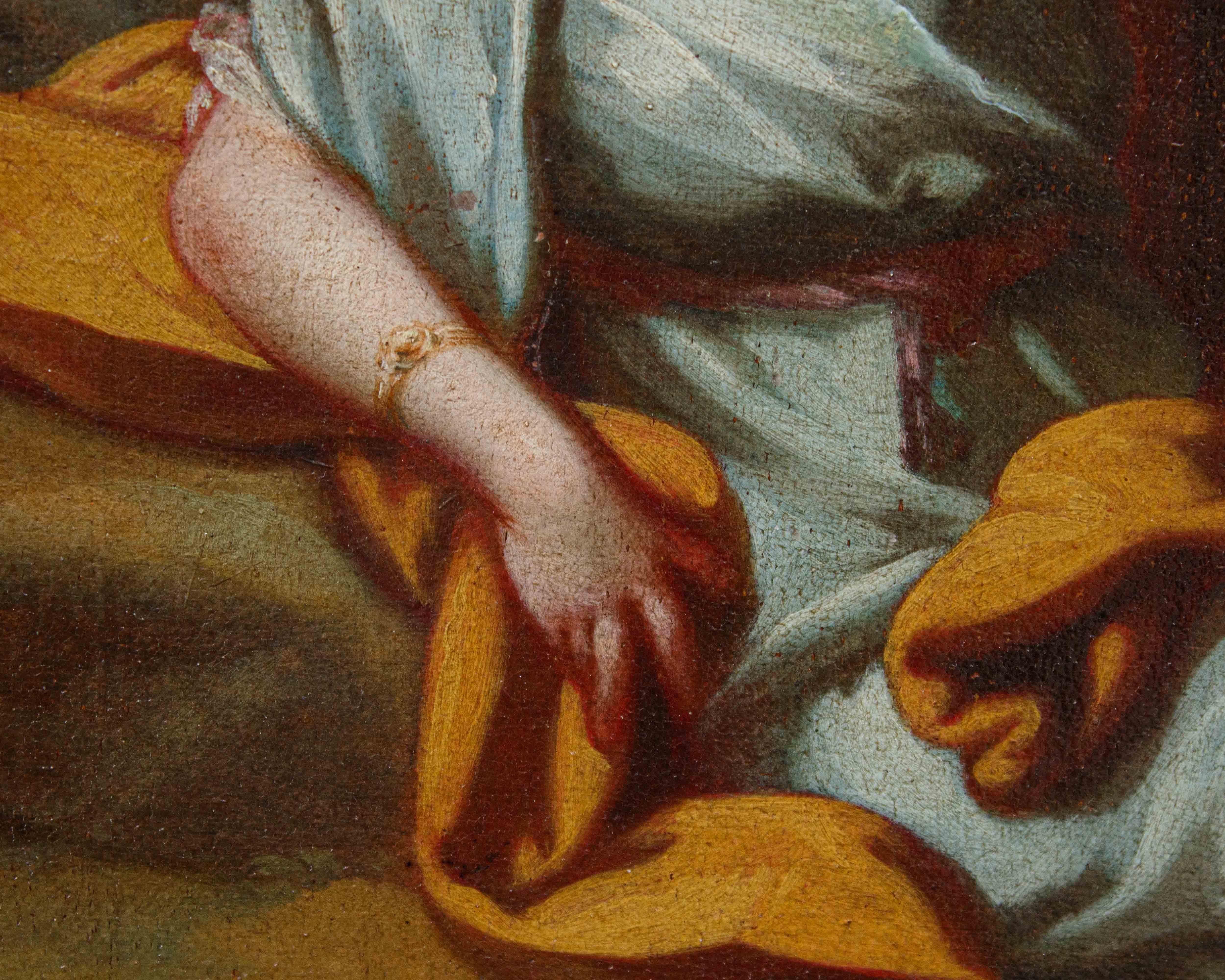 Lying, weibliche Figur, Gemälde von Giovanni Domenico Molinari, 18. Jahrhundert (Geölt) im Angebot