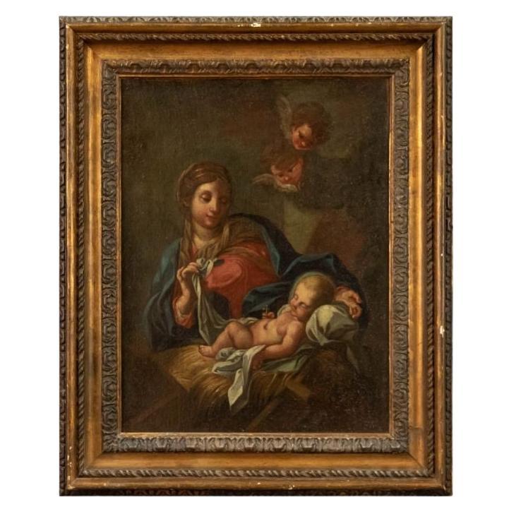 18th Century Madonna with Child Adored by Two Saints Paintings Oil on ...