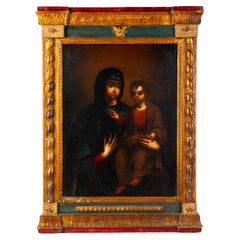 18th Century Madonna & Child Old Master in Tabernacle Frame 