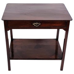 18th Century Mahogany 2-Tier Table with Single Drawer