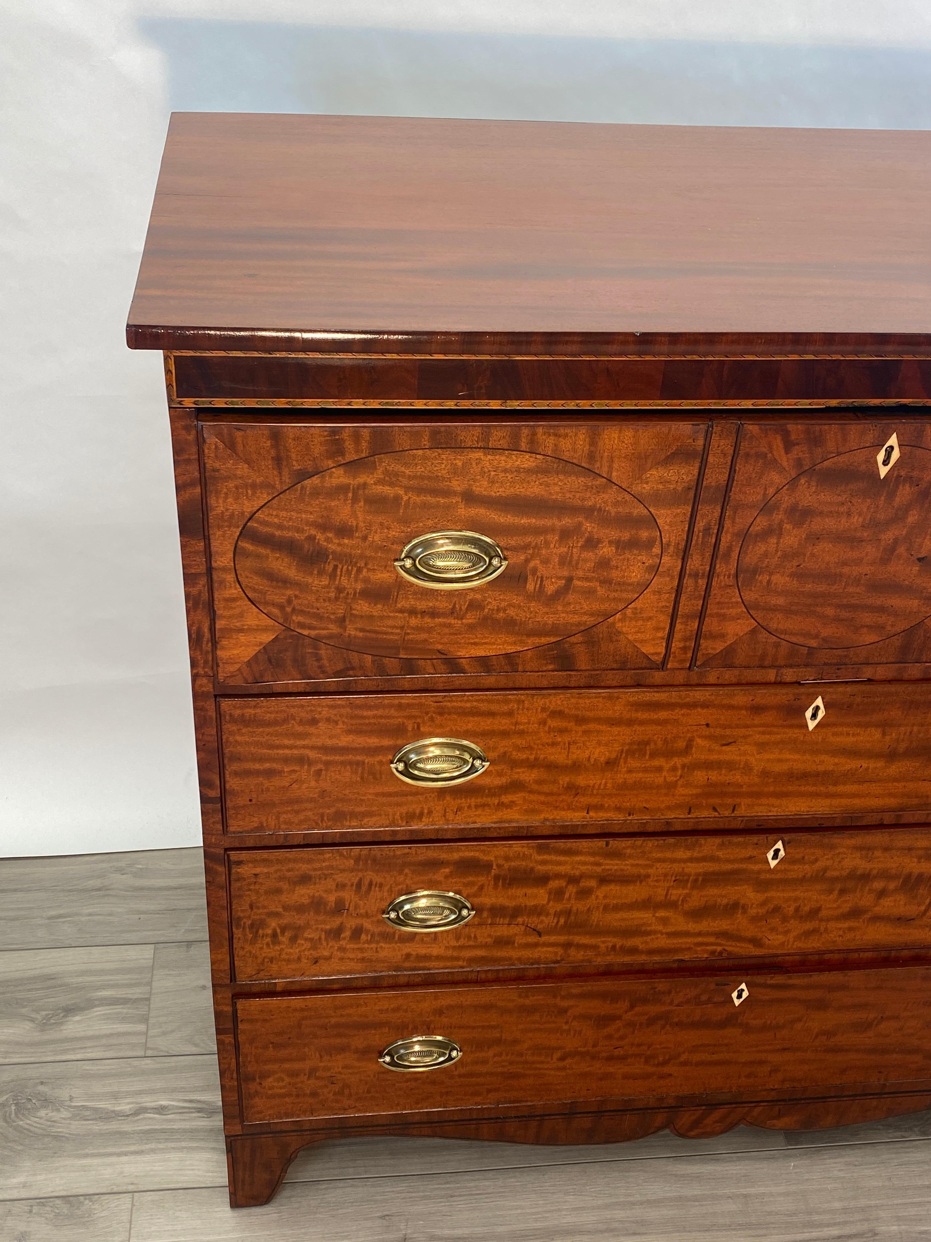 Polished 18th Century Mahogany American Federal Period Butlers Chest