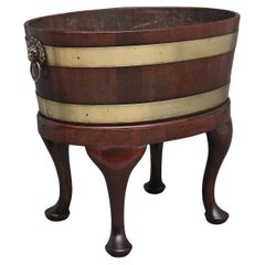 18th Century mahogany and brass bound oval wine cooler