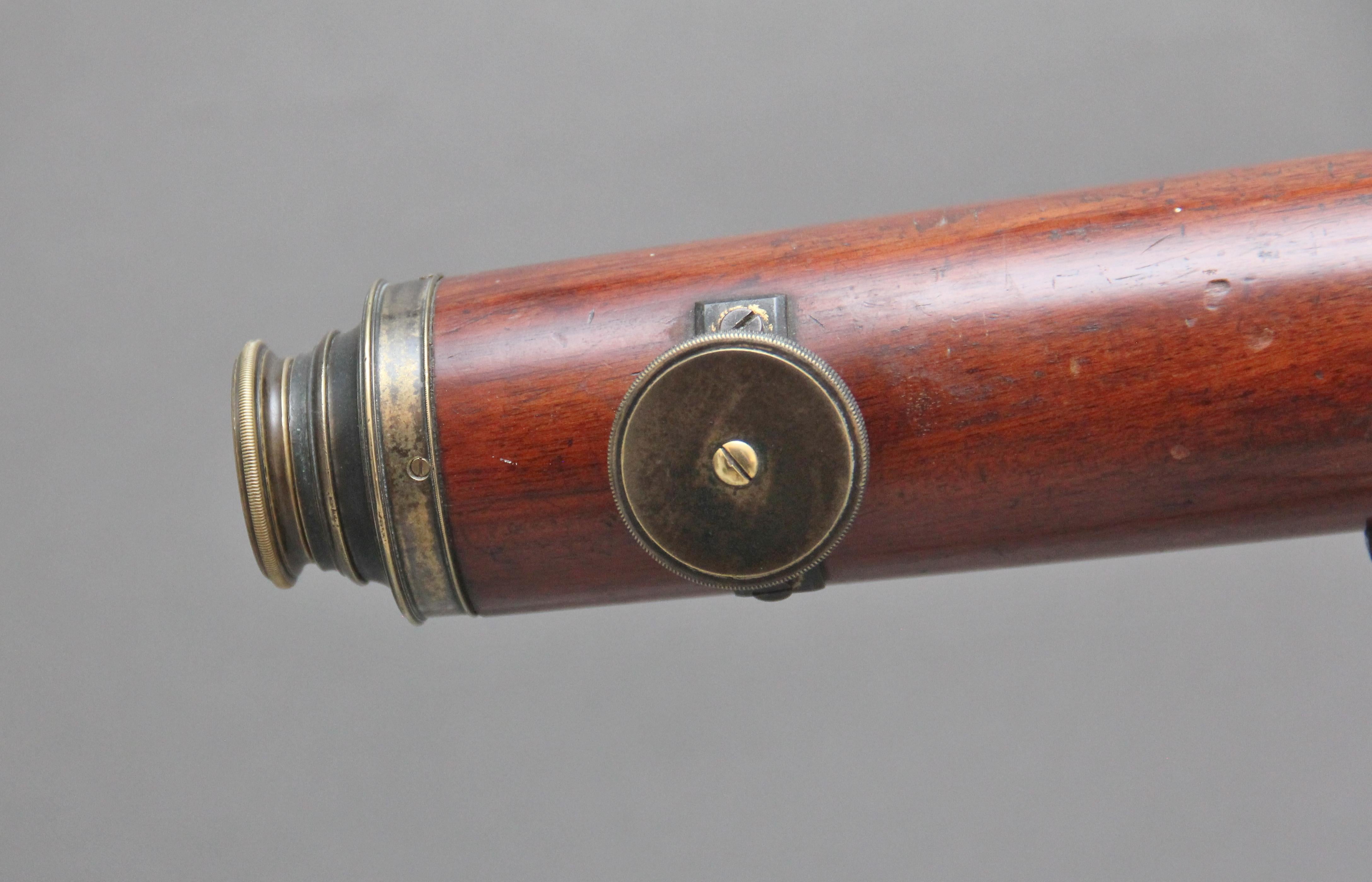 18th Century mahogany and brass telescope by Nairne & Blunt of London For Sale 3