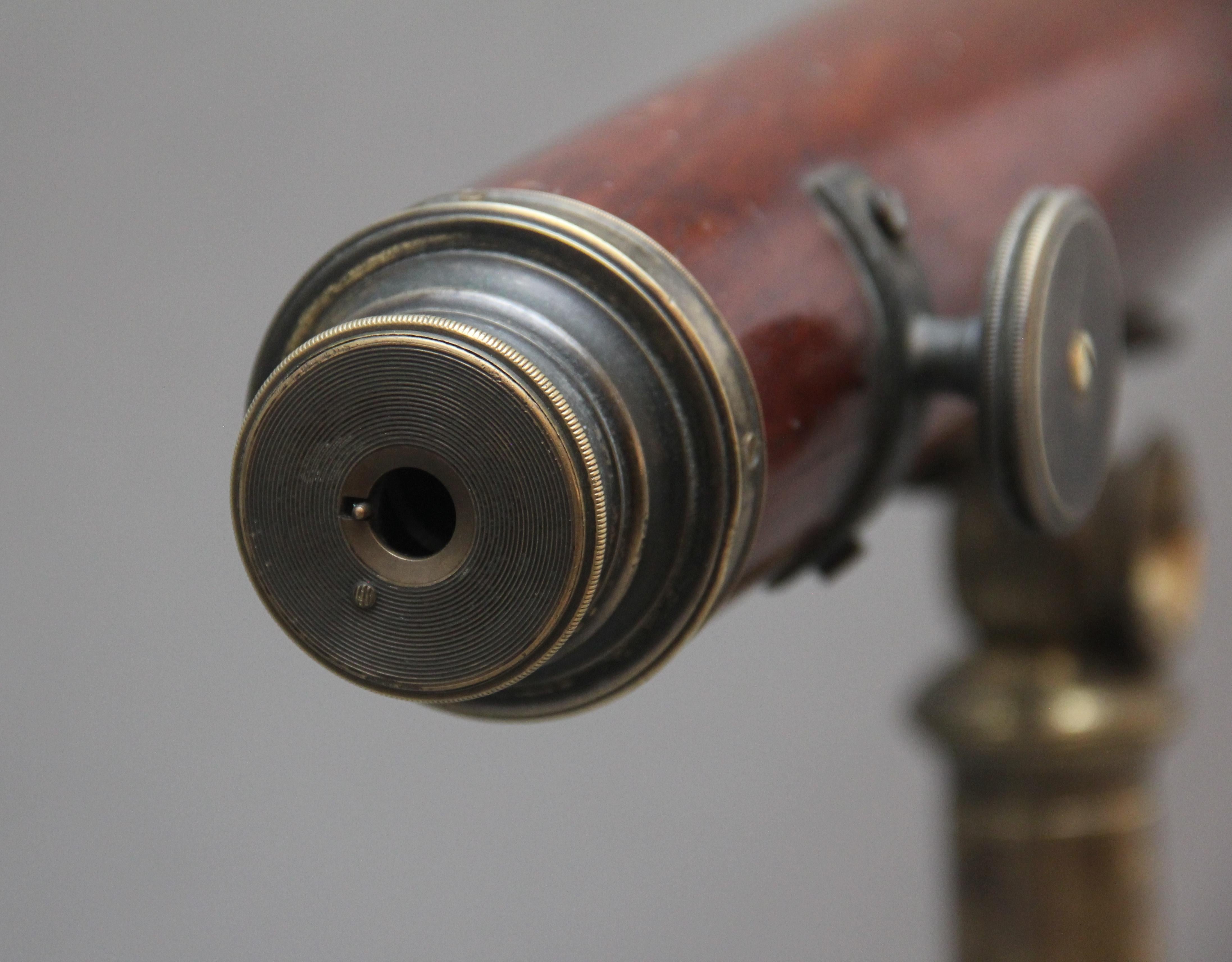 18th Century mahogany and brass telescope by Nairne & Blunt of London For Sale 4