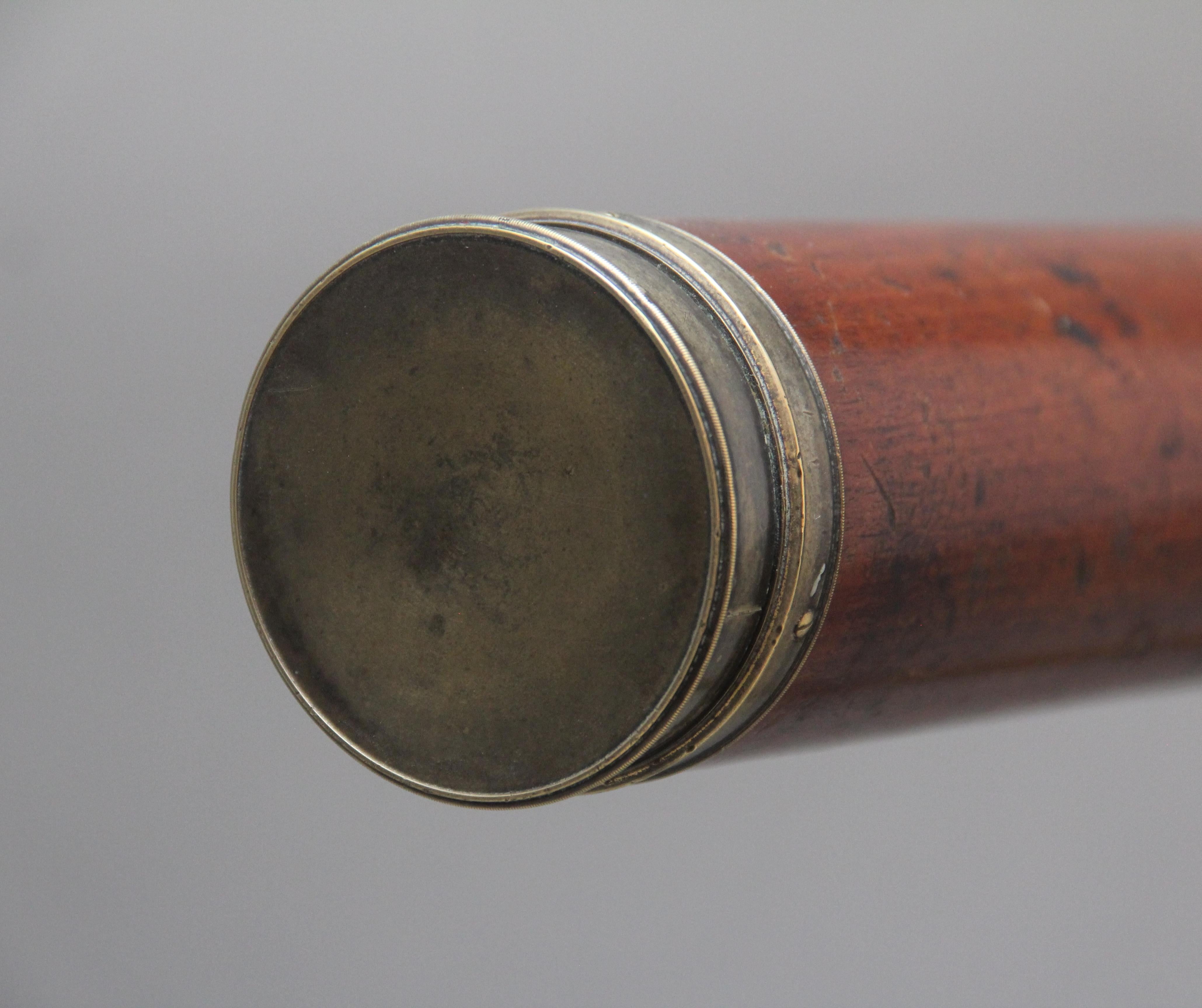 18th Century mahogany and brass telescope by Nairne & Blunt of London For Sale 5