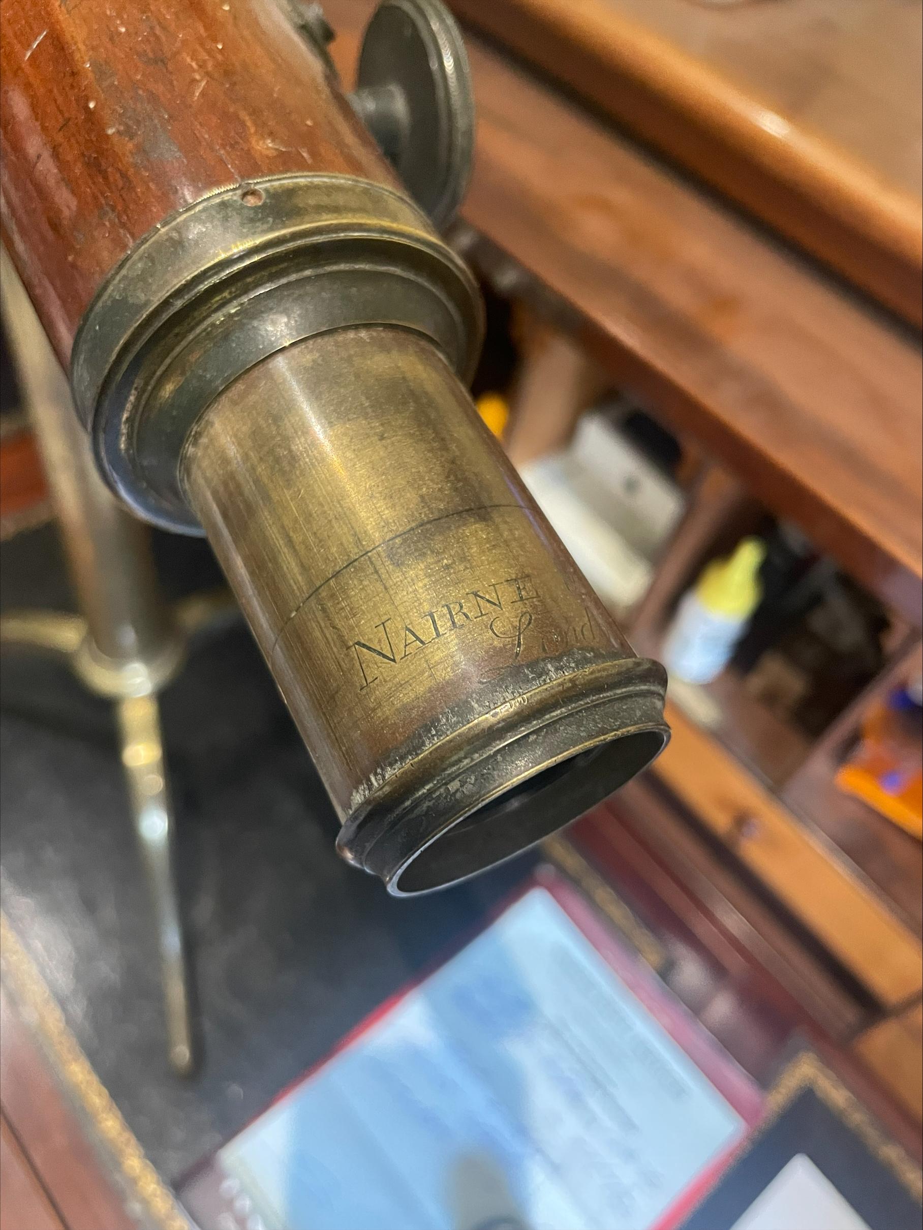 18th Century mahogany and brass telescope by Nairne & Blunt of London For Sale 7