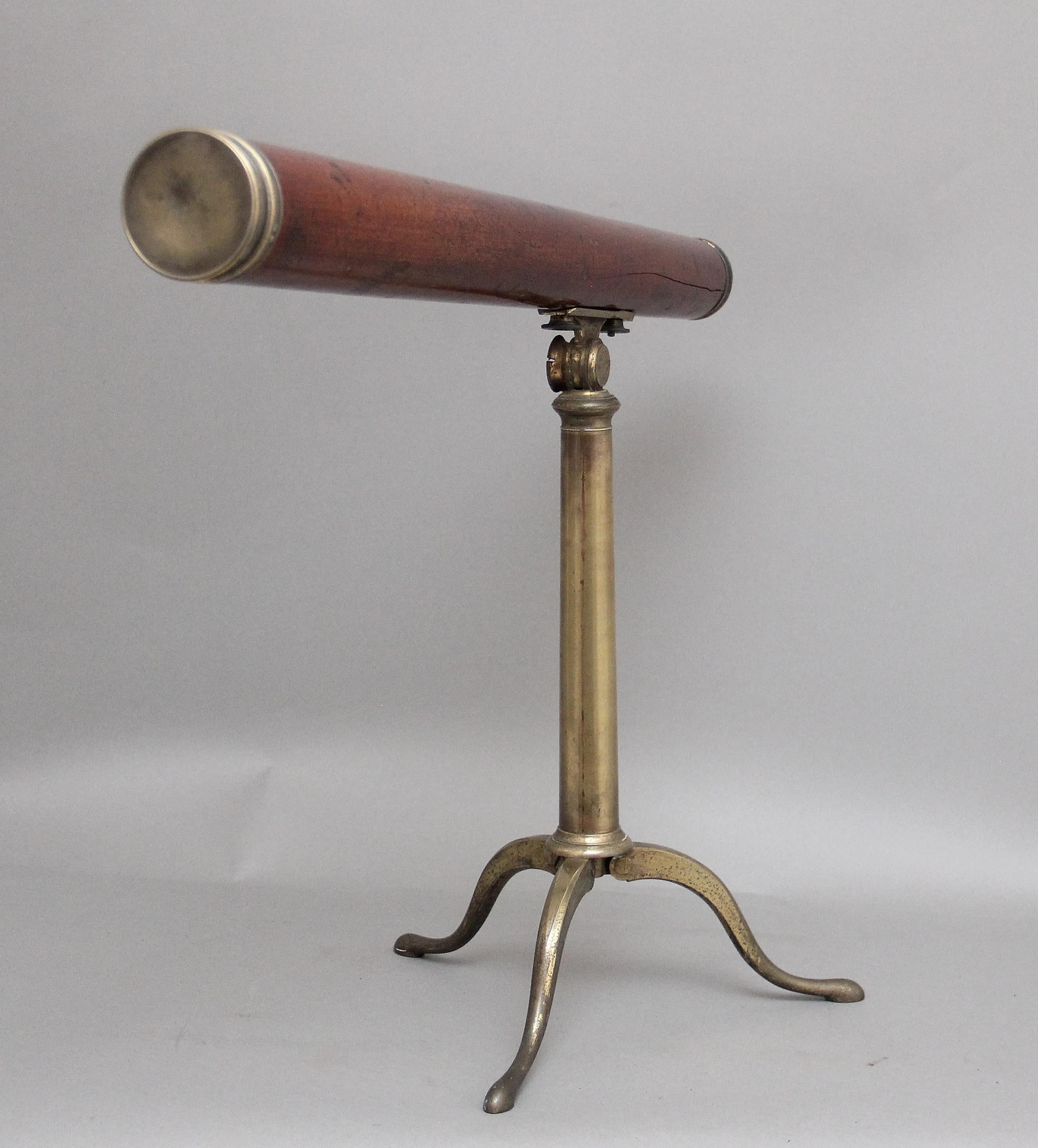 Georgian 18th Century mahogany and brass telescope by Nairne & Blunt of London For Sale