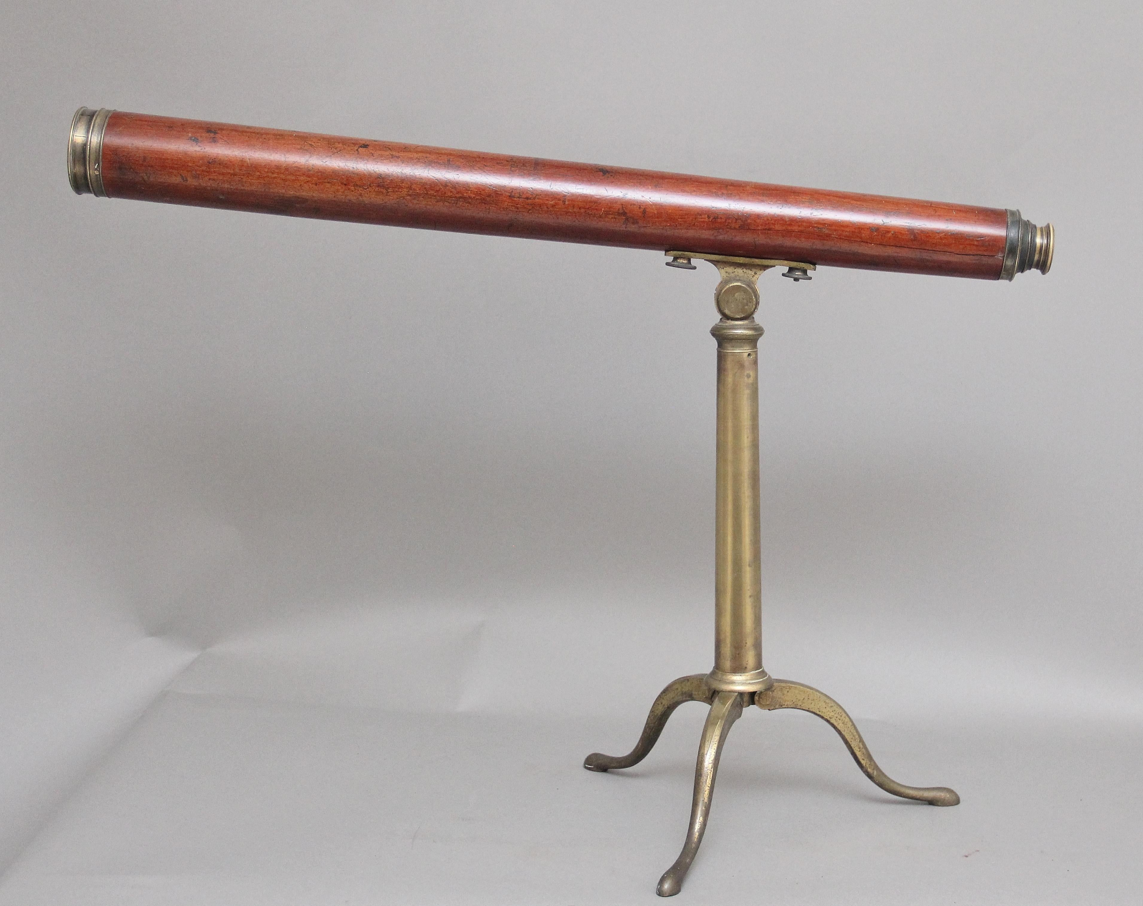 British 18th Century mahogany and brass telescope by Nairne & Blunt of London For Sale
