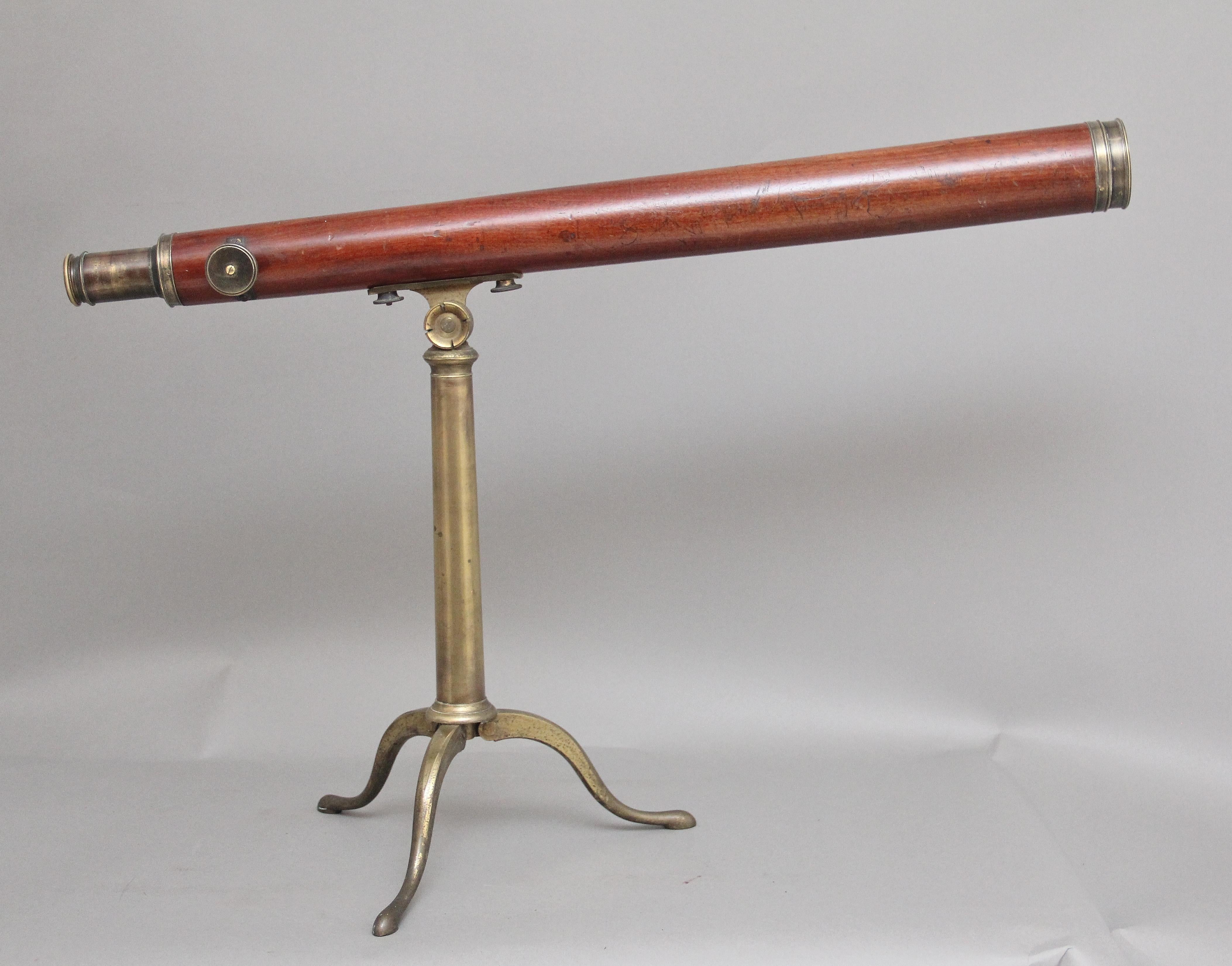 Late 18th Century 18th Century mahogany and brass telescope by Nairne & Blunt of London For Sale