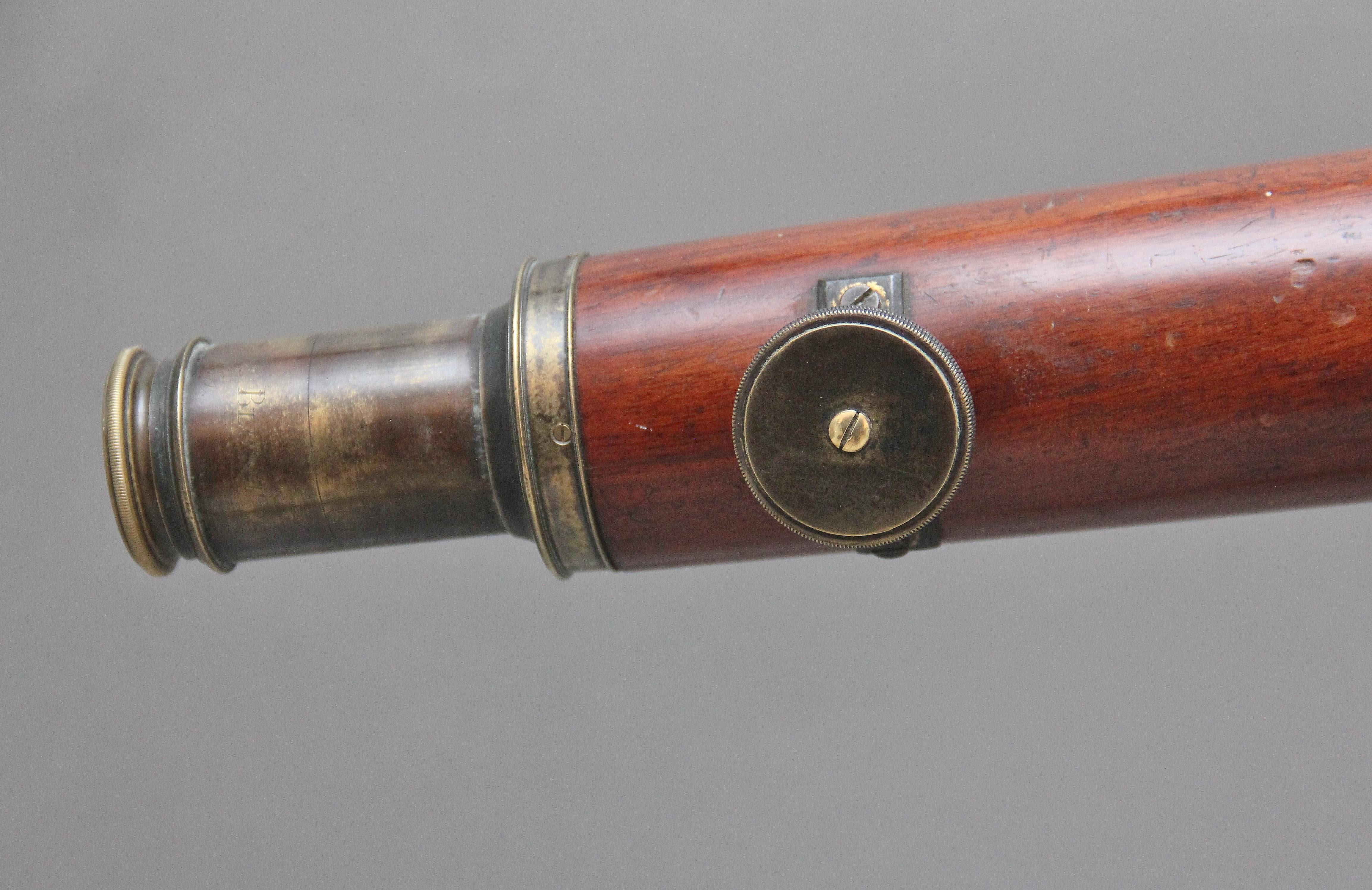 18th Century mahogany and brass telescope by Nairne & Blunt of London For Sale 2