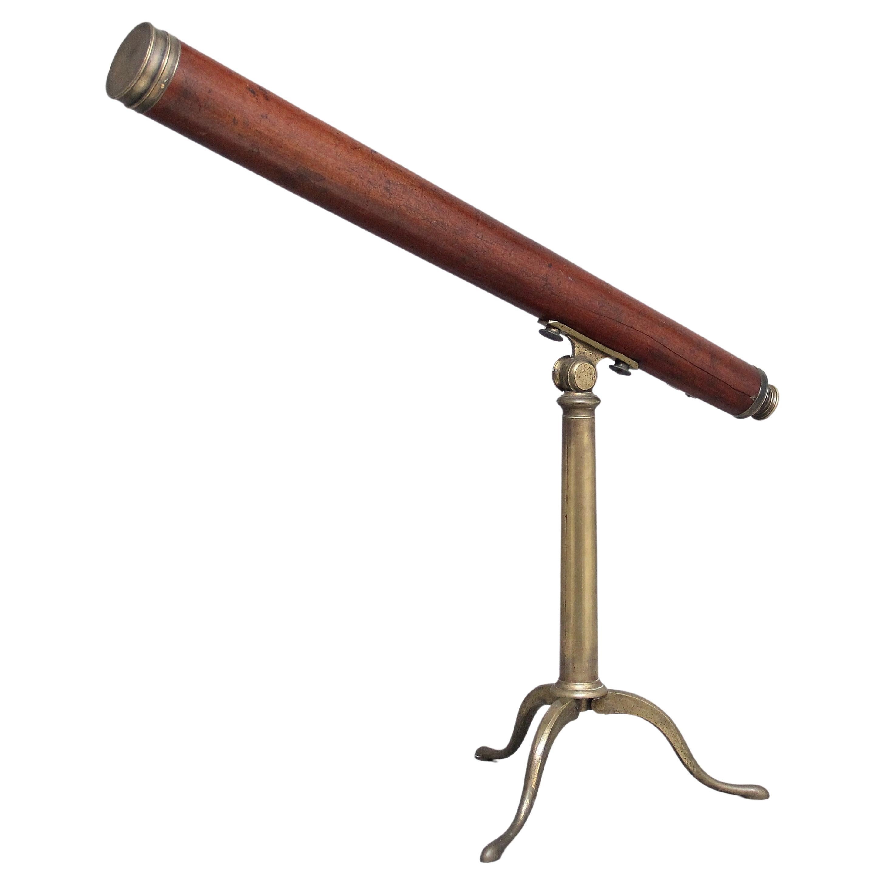 18th Century mahogany and brass telescope by Nairne & Blunt of London For Sale