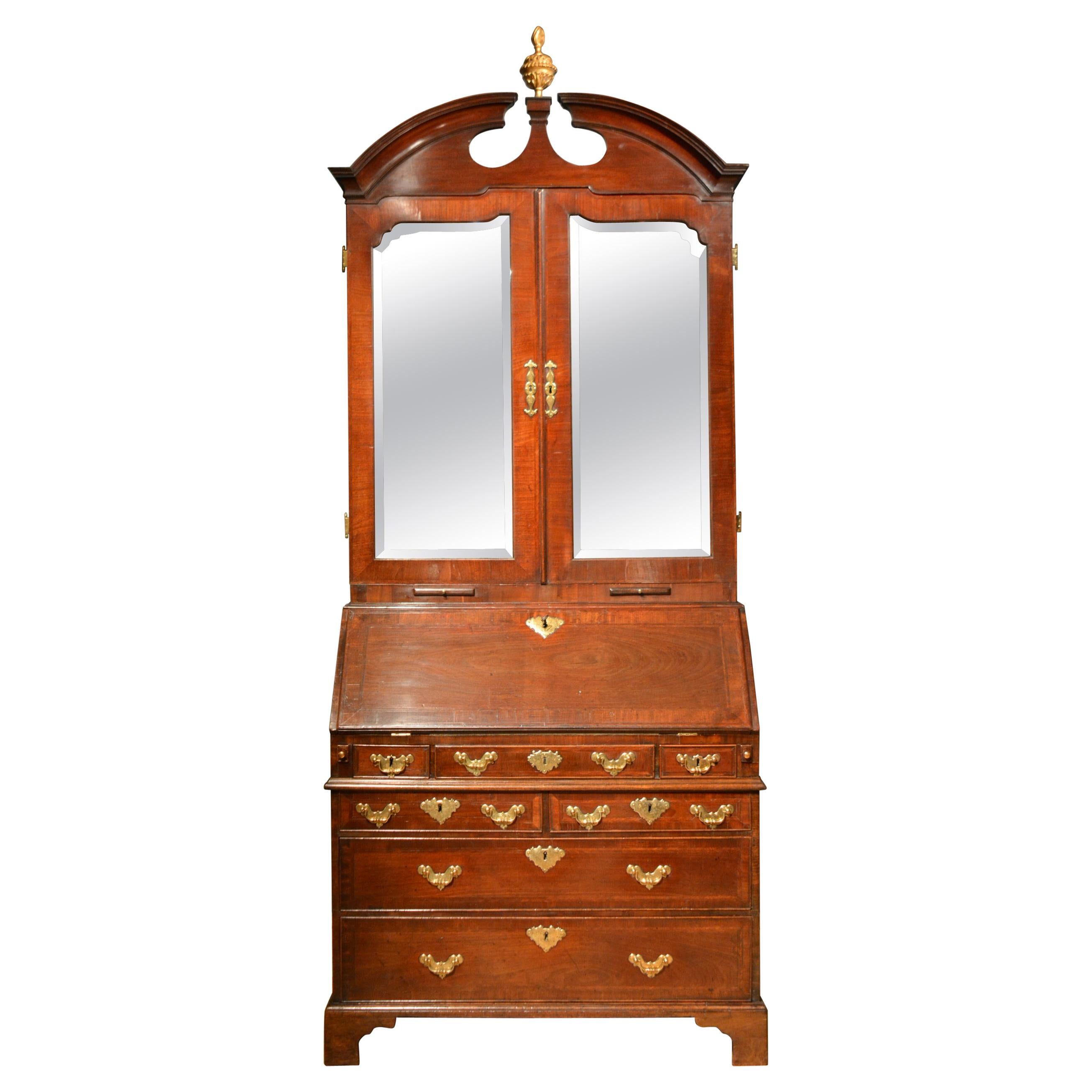 18th Century Mahogany Architectural Bureau Bookcase For Sale