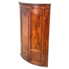 Antique 18th Century Mahogany Bow Corner Cupboard