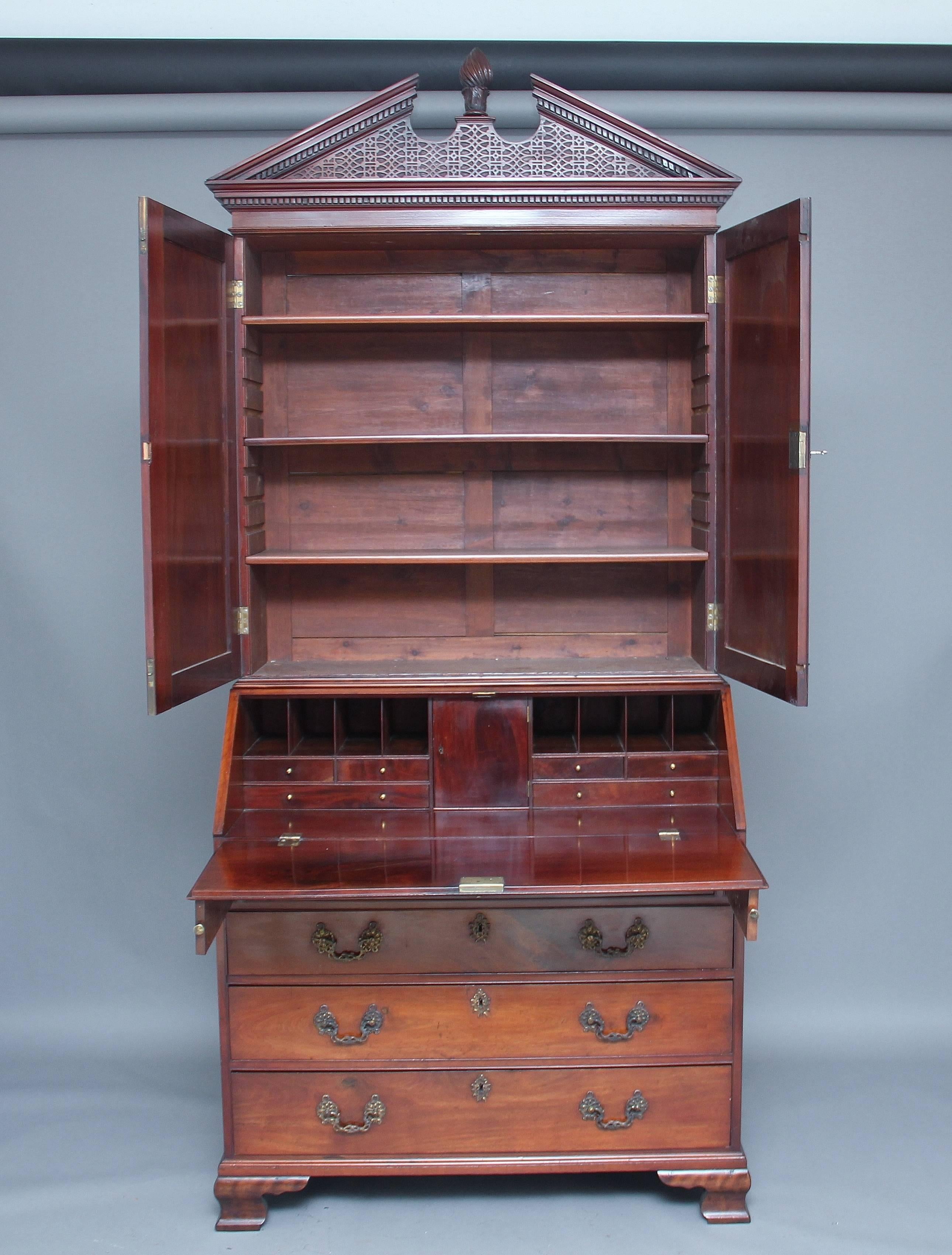 English 18th Century Mahogany Bureau Bookcase