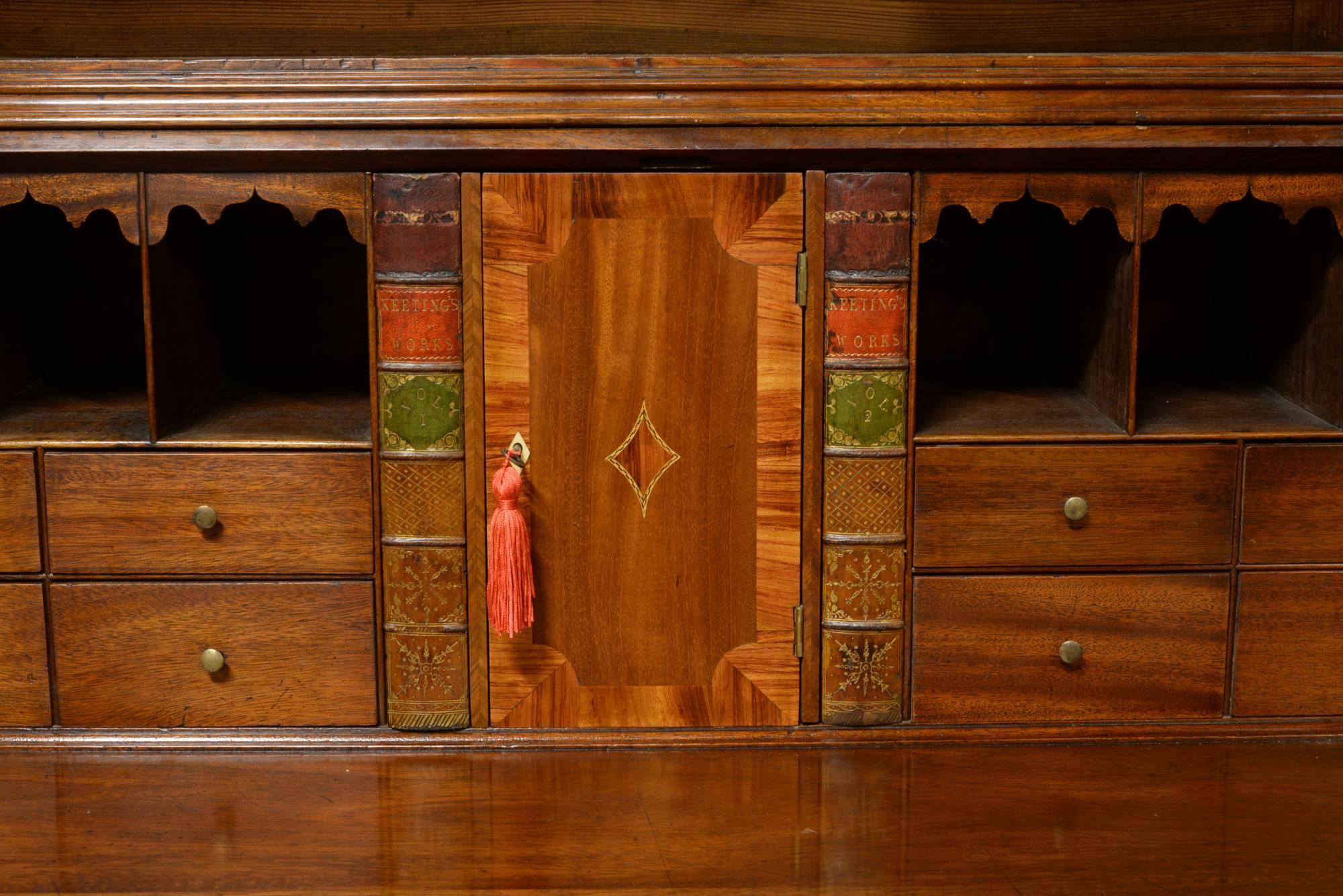 English 18th Century Mahogany Bureau Bookcase For Sale