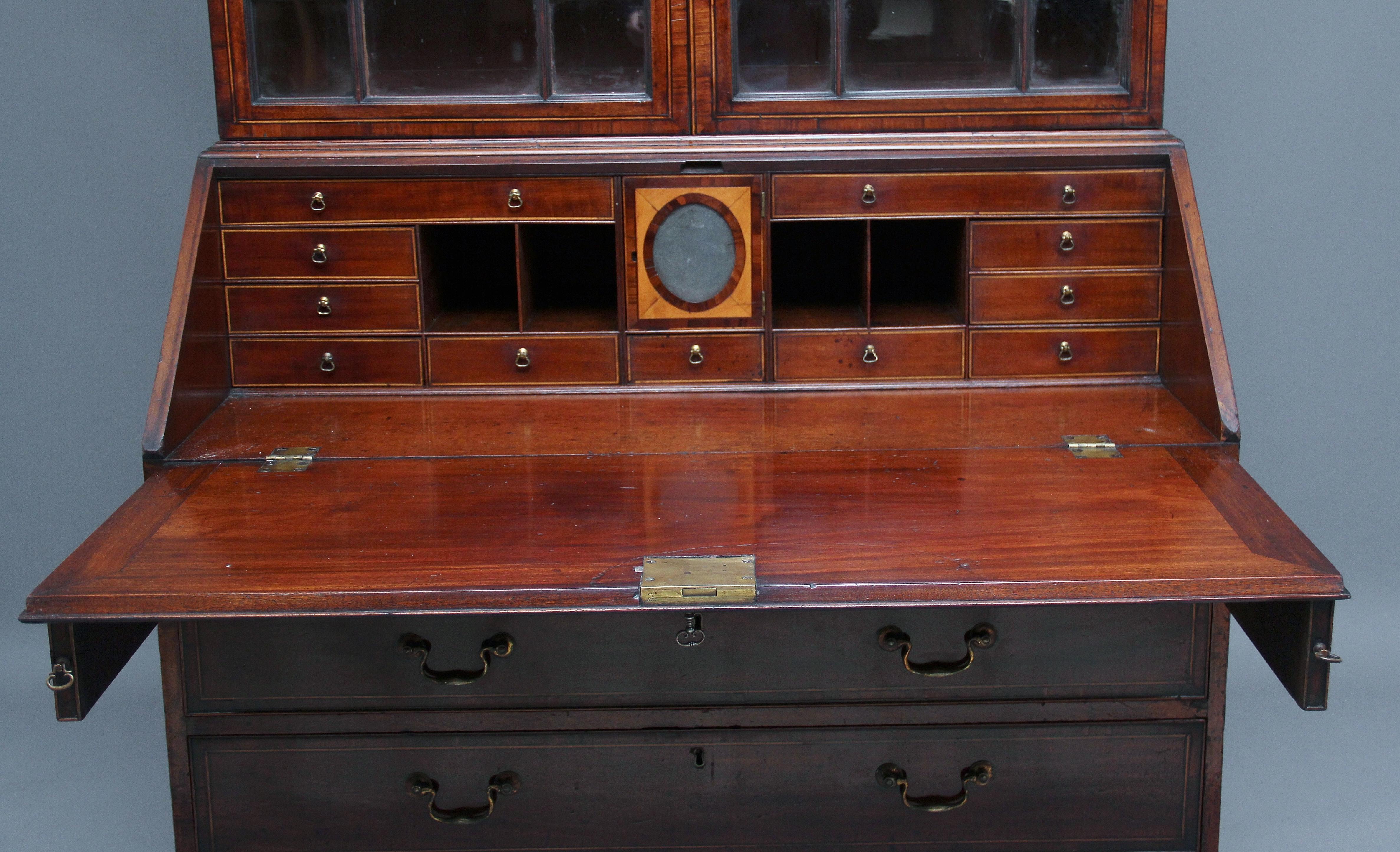18th Century Mahogany Bureau Bookcase In Good Condition For Sale In Martlesham, GB