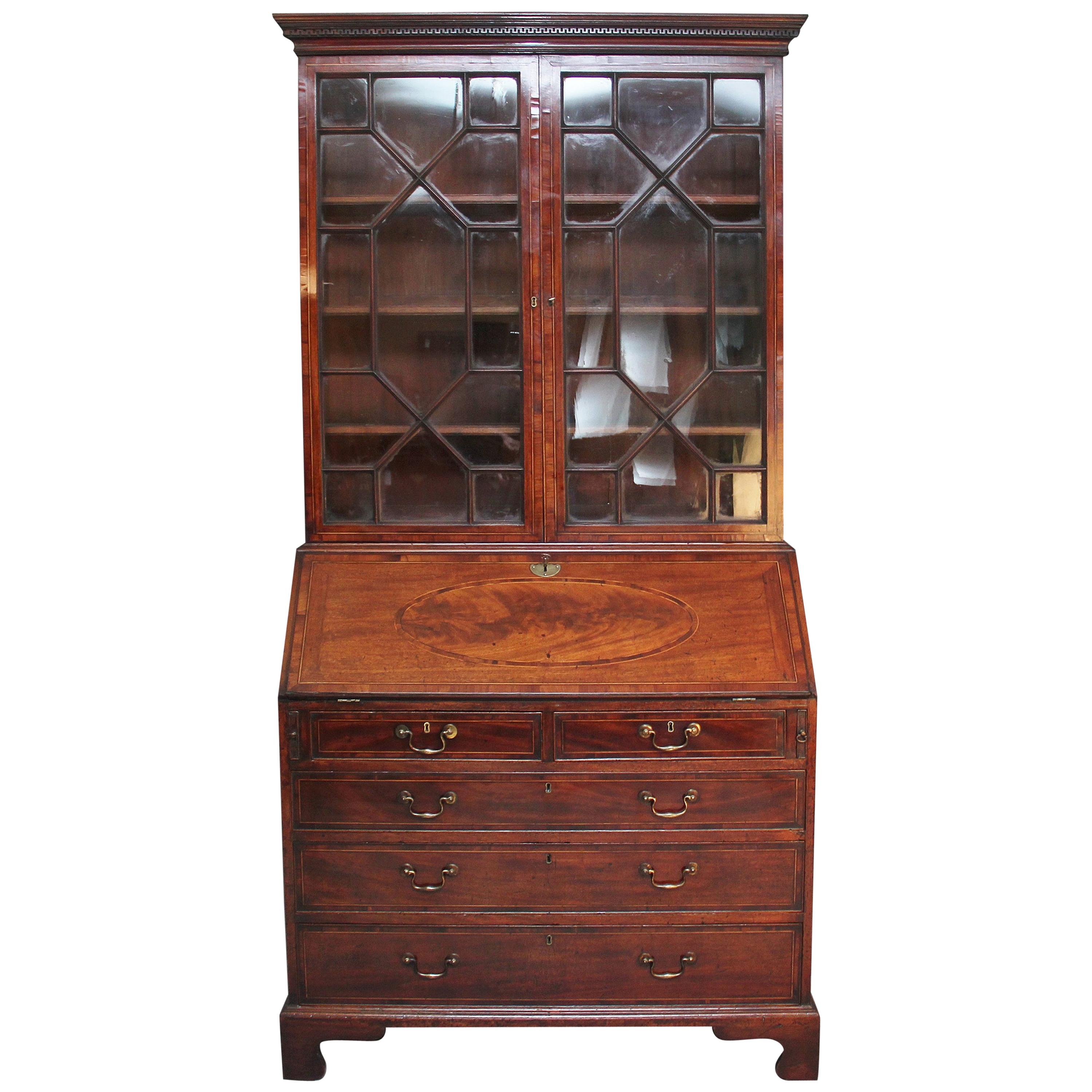 18th Century Mahogany Bureau Bookcase For Sale