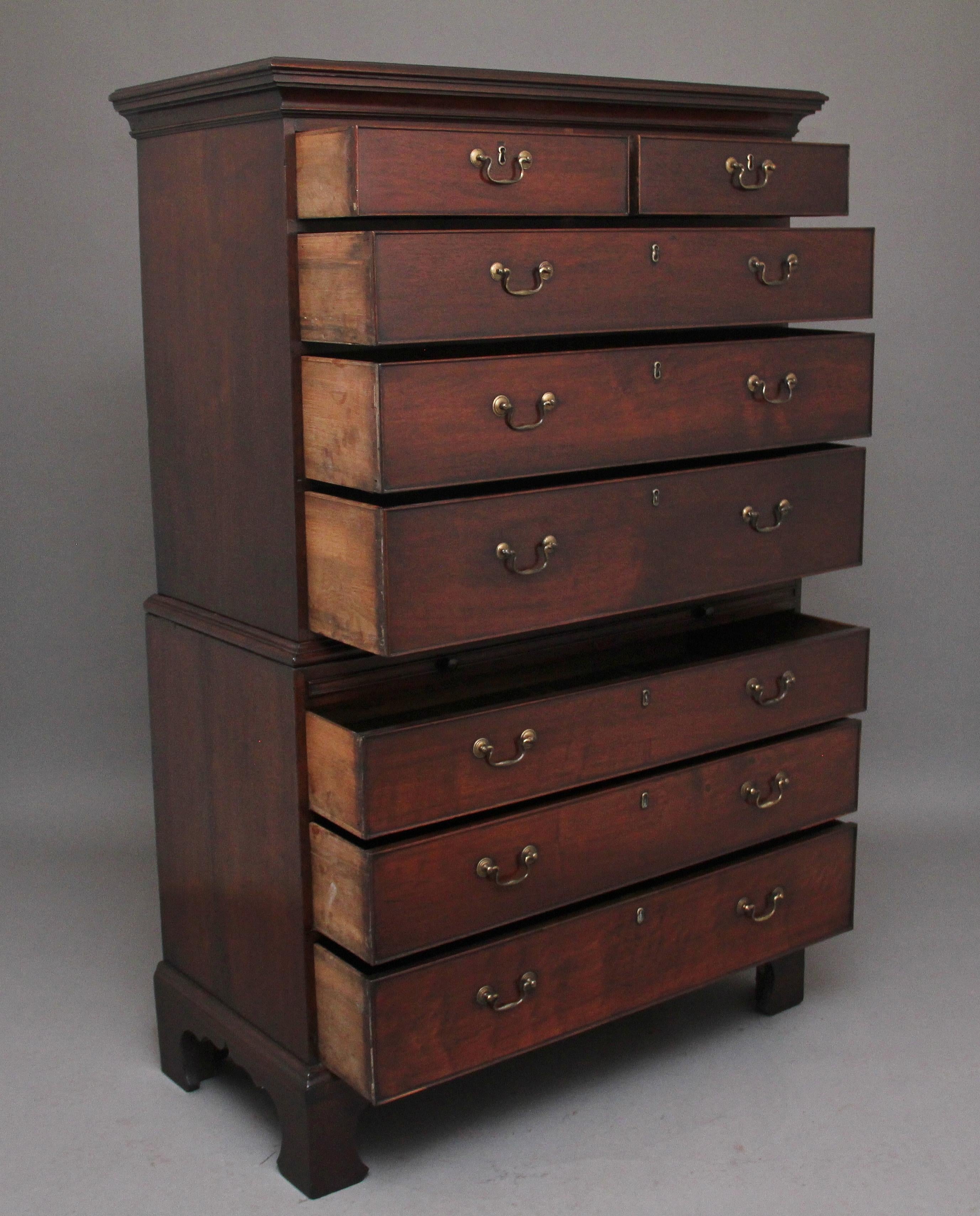 Late 18th Century 18th Century Mahogany Chest on Chest