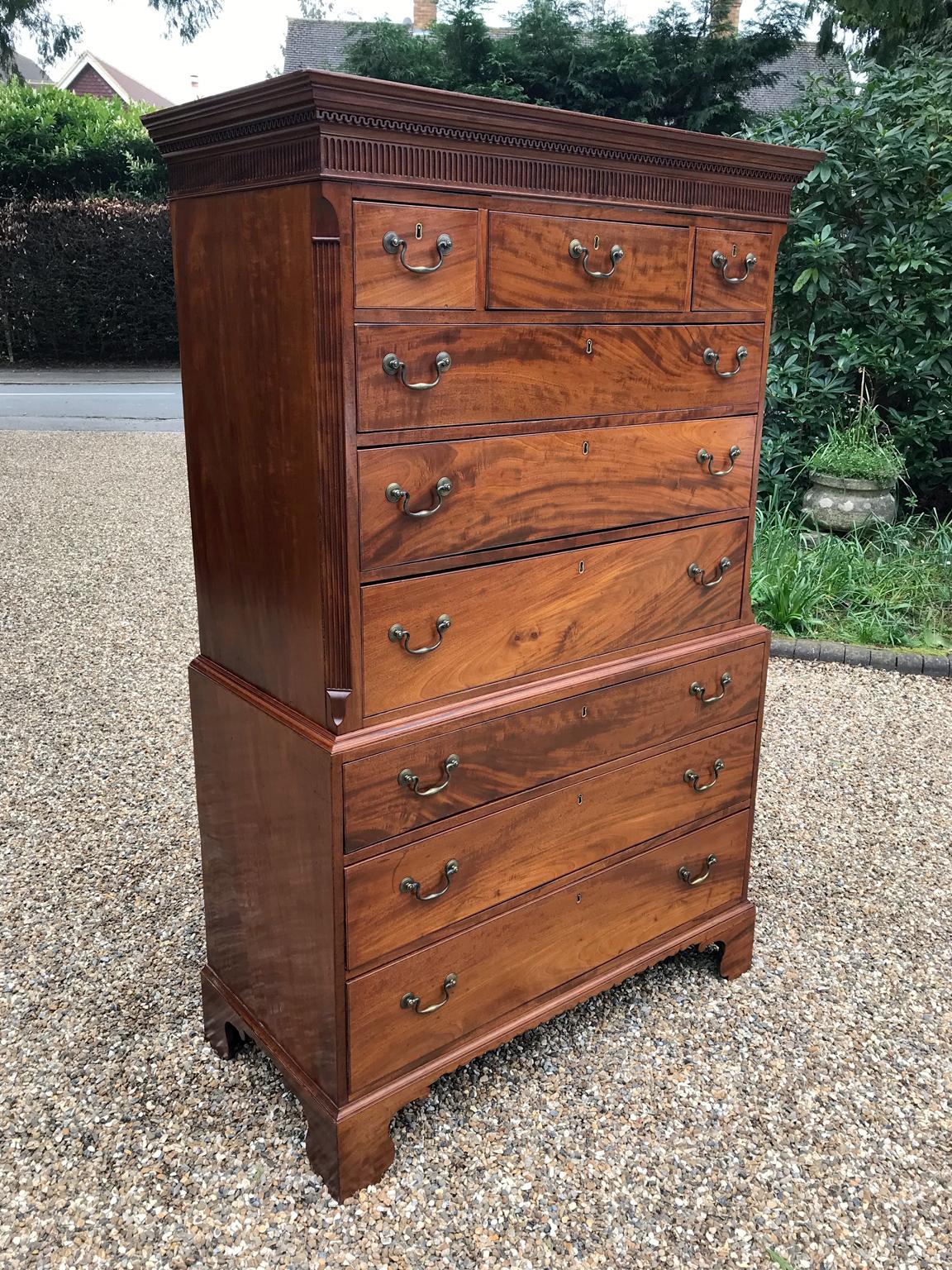 British 18th Century Mahogany Chest on Chest 'Tallboy'