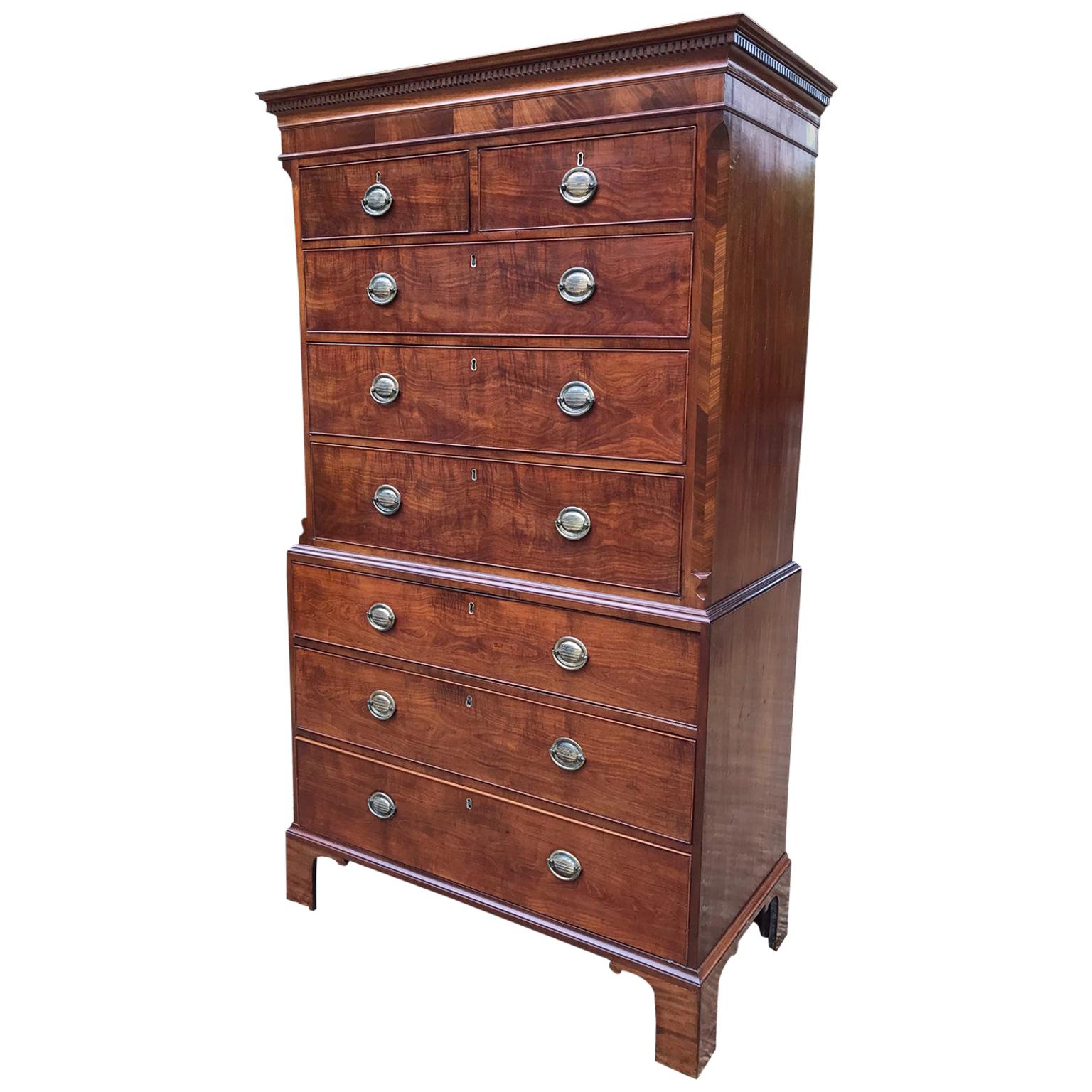 18th Century Mahogany Chest on Chest 'Tallboy' For Sale