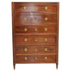 18th Century Mahogany Chest Stamped Conrad Mauter in Mahogany and White Marble
