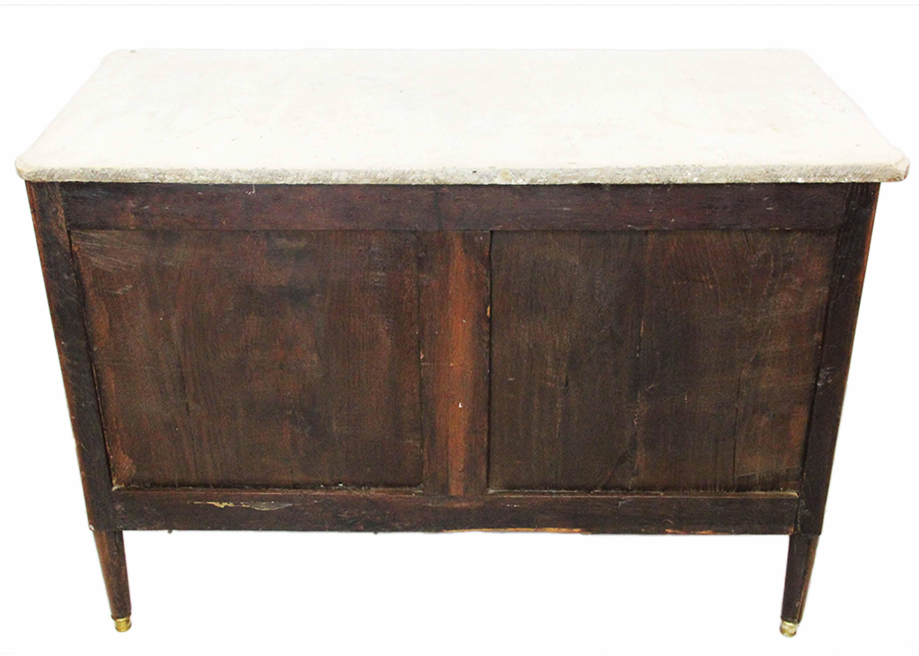 18th Century Mahogany Chest Stamped Conrad Mauter with White Veined Marble Top For Sale 1