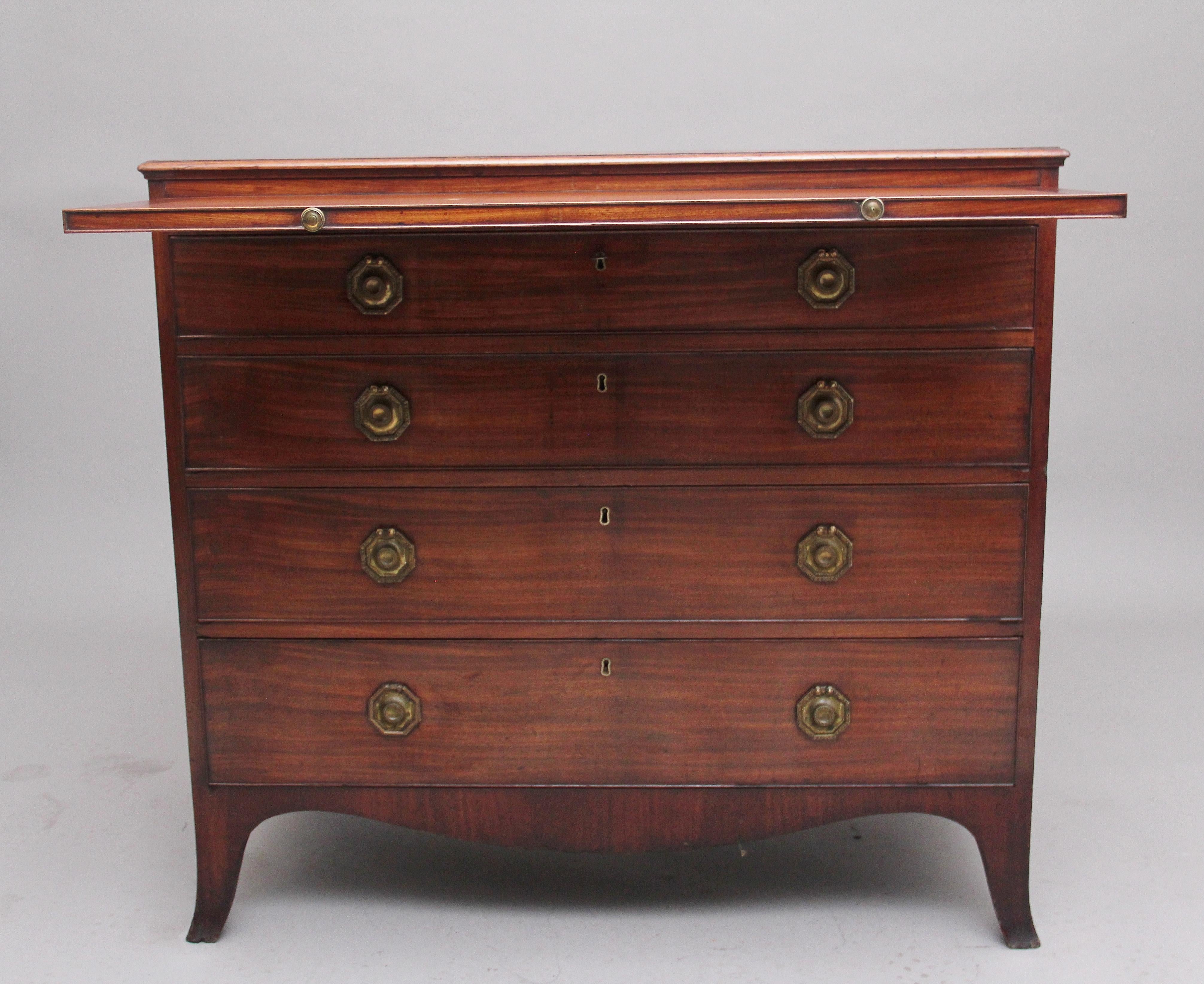 Georgian 18th Century Mahogany Chest with Brushing Slide For Sale