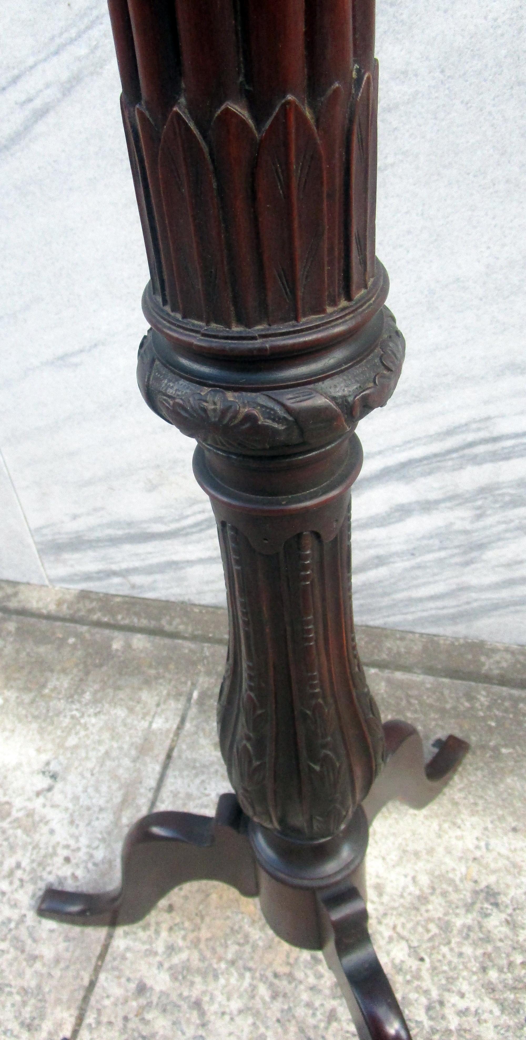 Mid-18th Century 18th Century Mahogany Chippendale Column Plant Stand