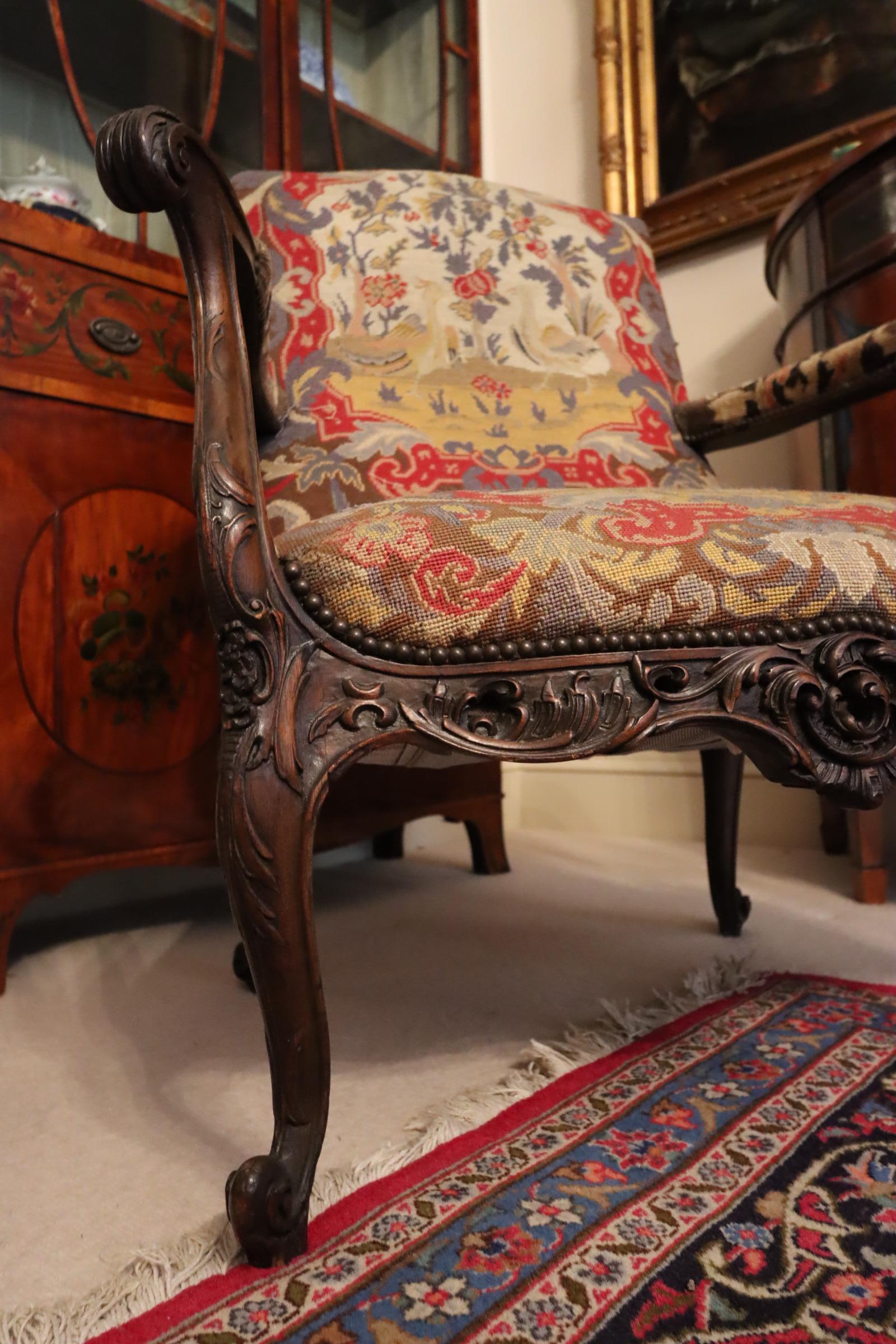 18th Century Mahogany Chippendale Library Chair In Good Condition For Sale In Lincoln, GB