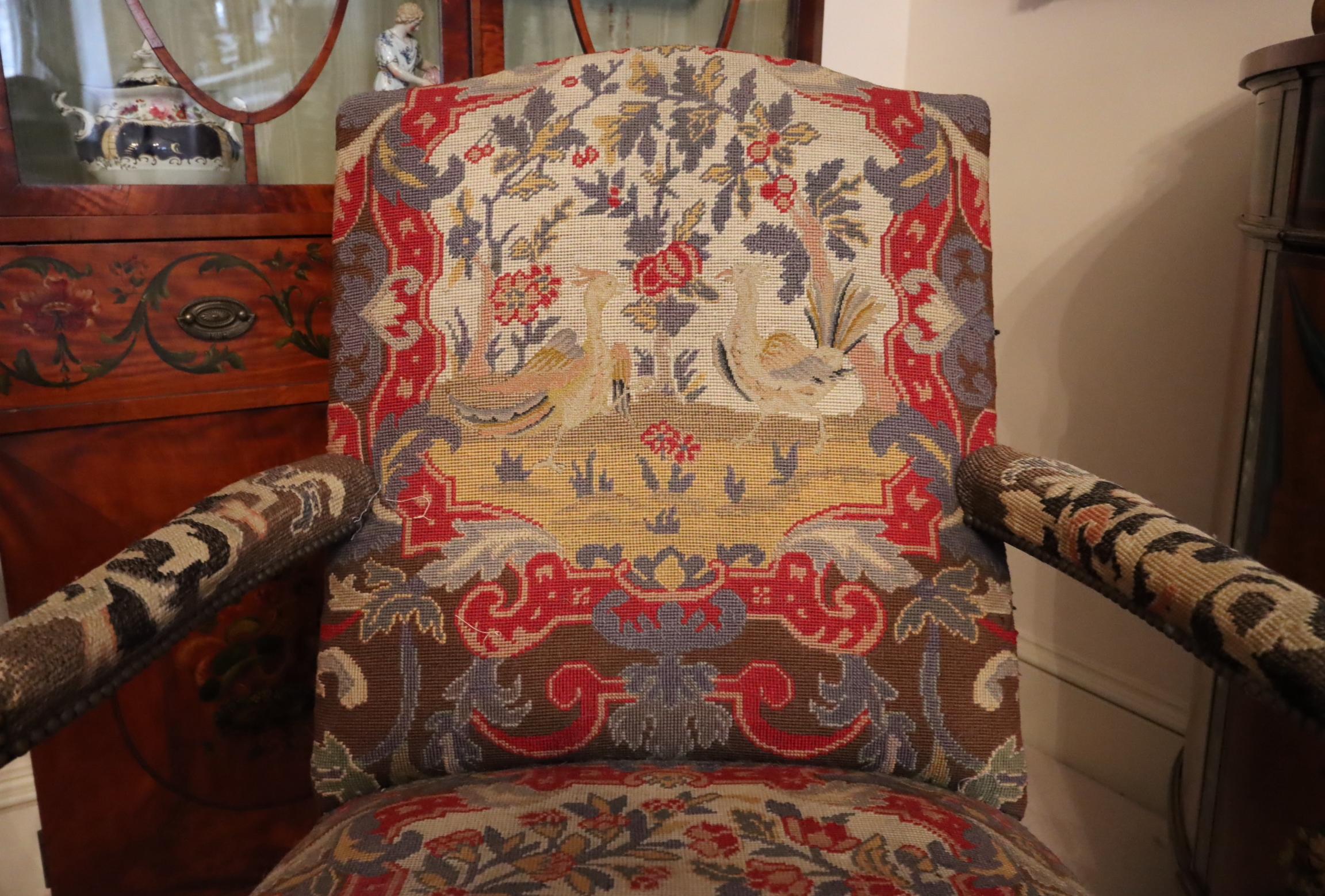 Acajou Chaise de bibliothèque Chippendale en acajou du 18e siècle en vente