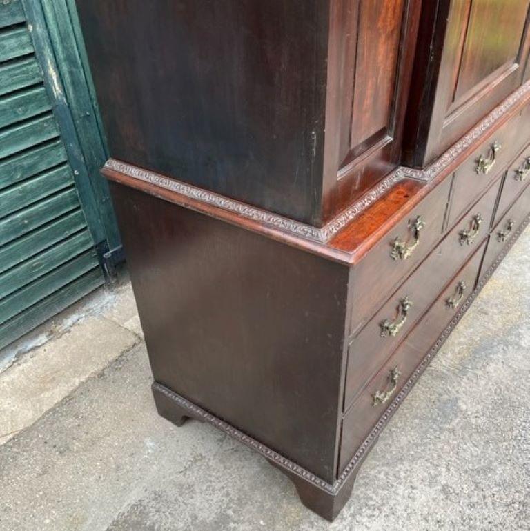 English 18th Century Mahogany Chippendale-Period Press Cupboard For Sale