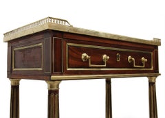 18th Century Mahogany Console with Brass Gallery and White Marble Top