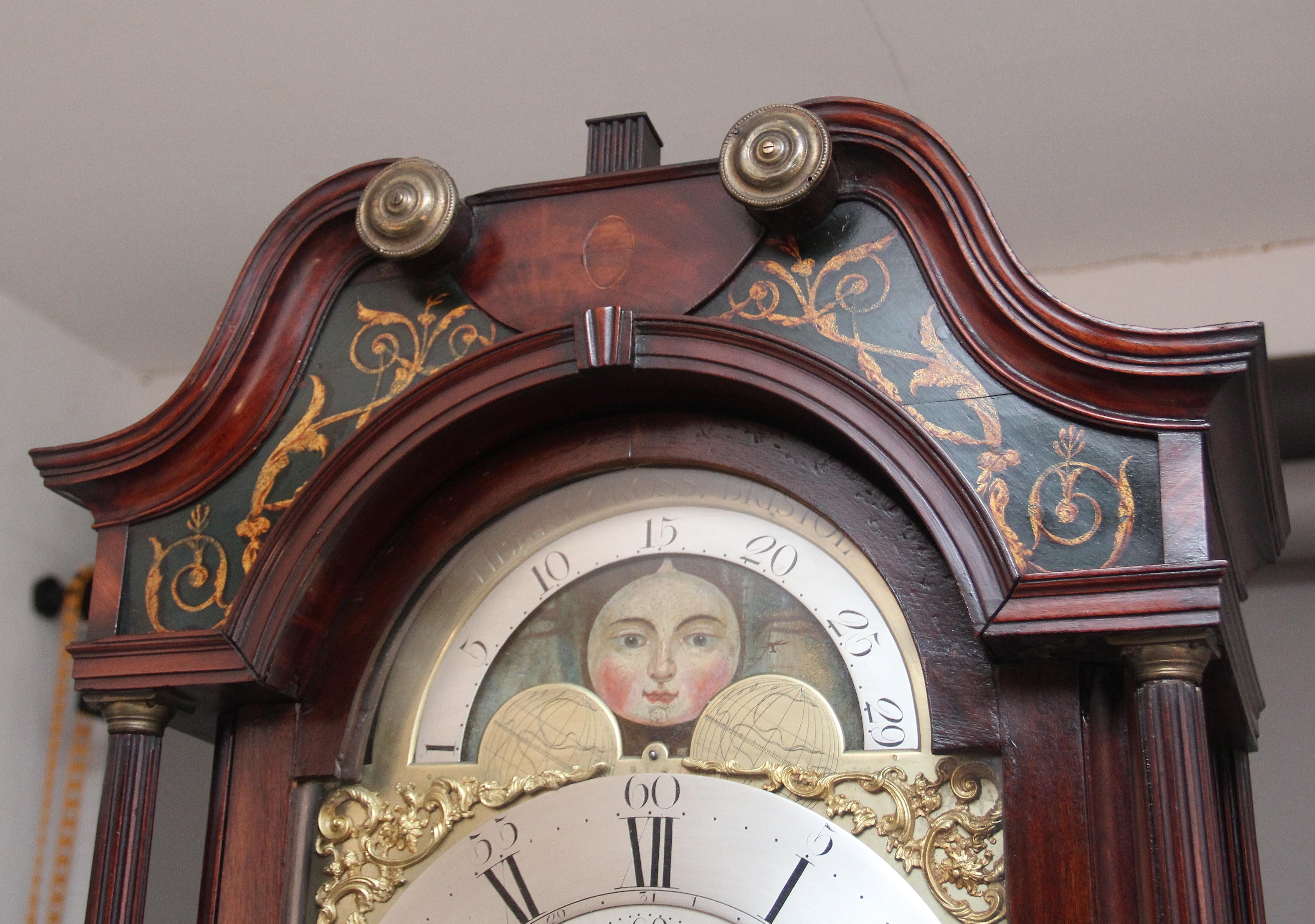 Georgian 18th Century Mahogany Eight Day Long Case Clock by Henry Cross of Bristol