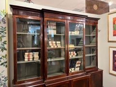 18th Century Mahogany Irish Library Cabinet with Original Glass