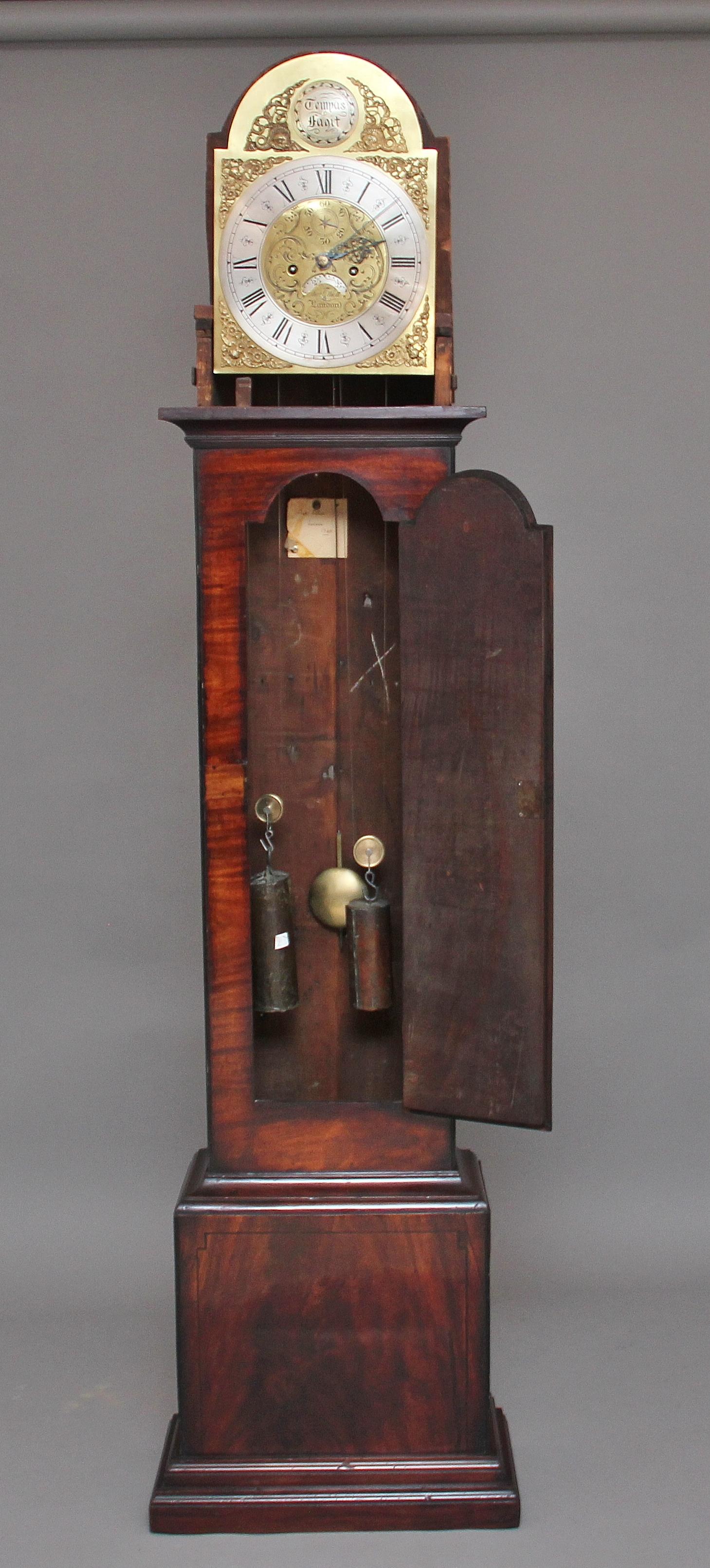 British 18th Century Mahogany Long Case Clock